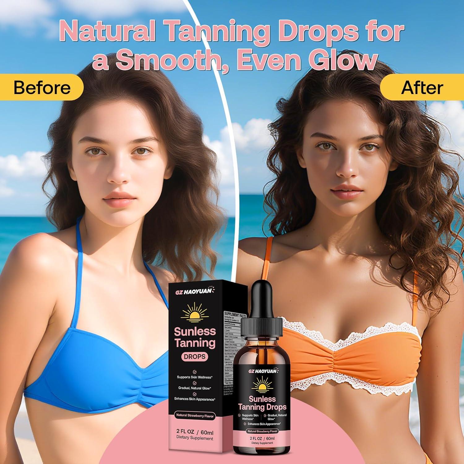 Gotas Bronceadoras GZ HAOYUAN 59 ml Sabor Fresa Antioxidantes