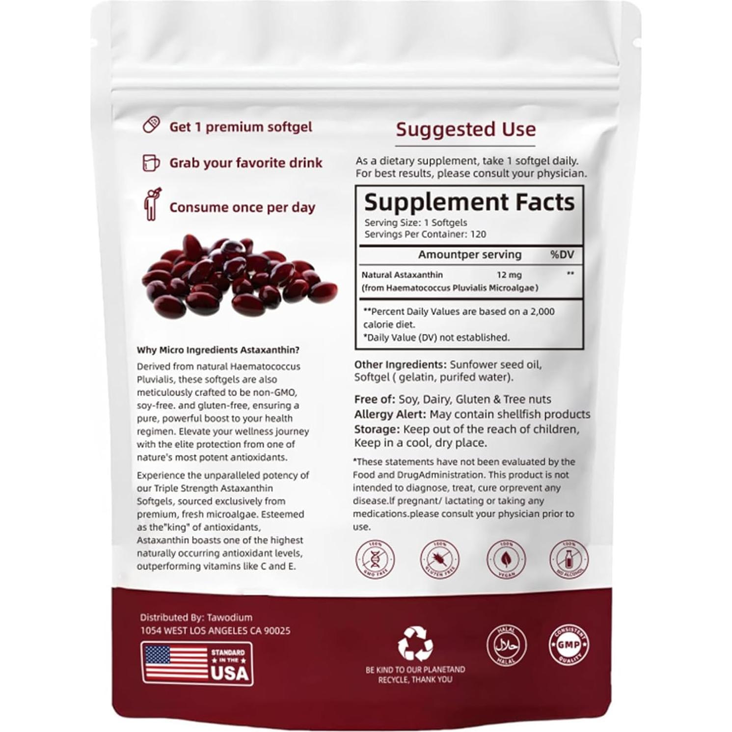 Astaxantina 12mg Nitidissima - 120 Softgels Antioxidantes