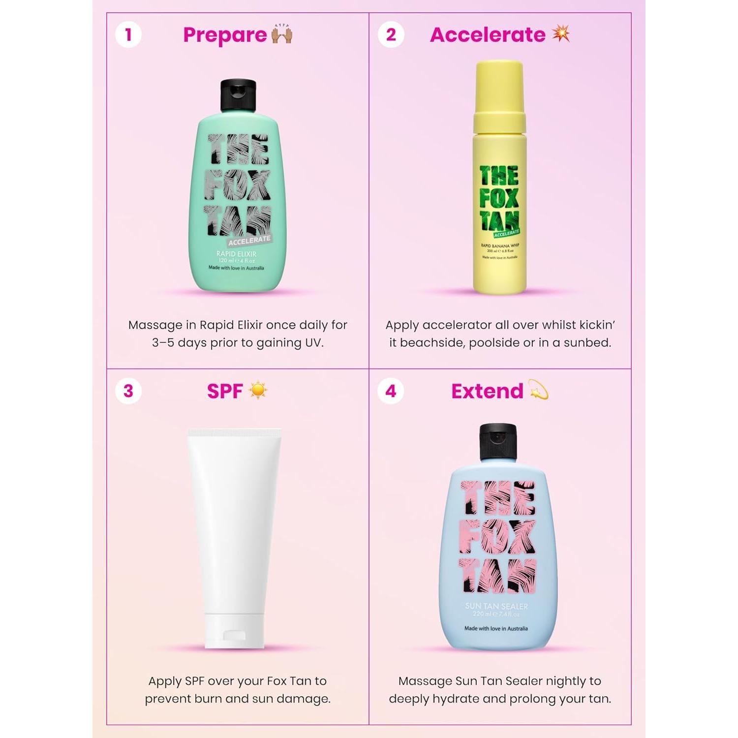 Bronceado Rápido Fox Tan Elixir + Banana Whip 320mL Vegano