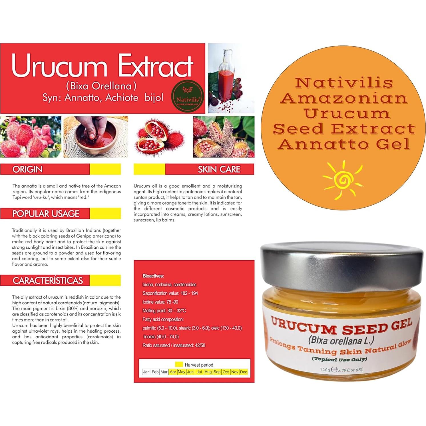 Gel de Semilla de Urucum Nativilis 200ml - Brillo Natural y Protección UV