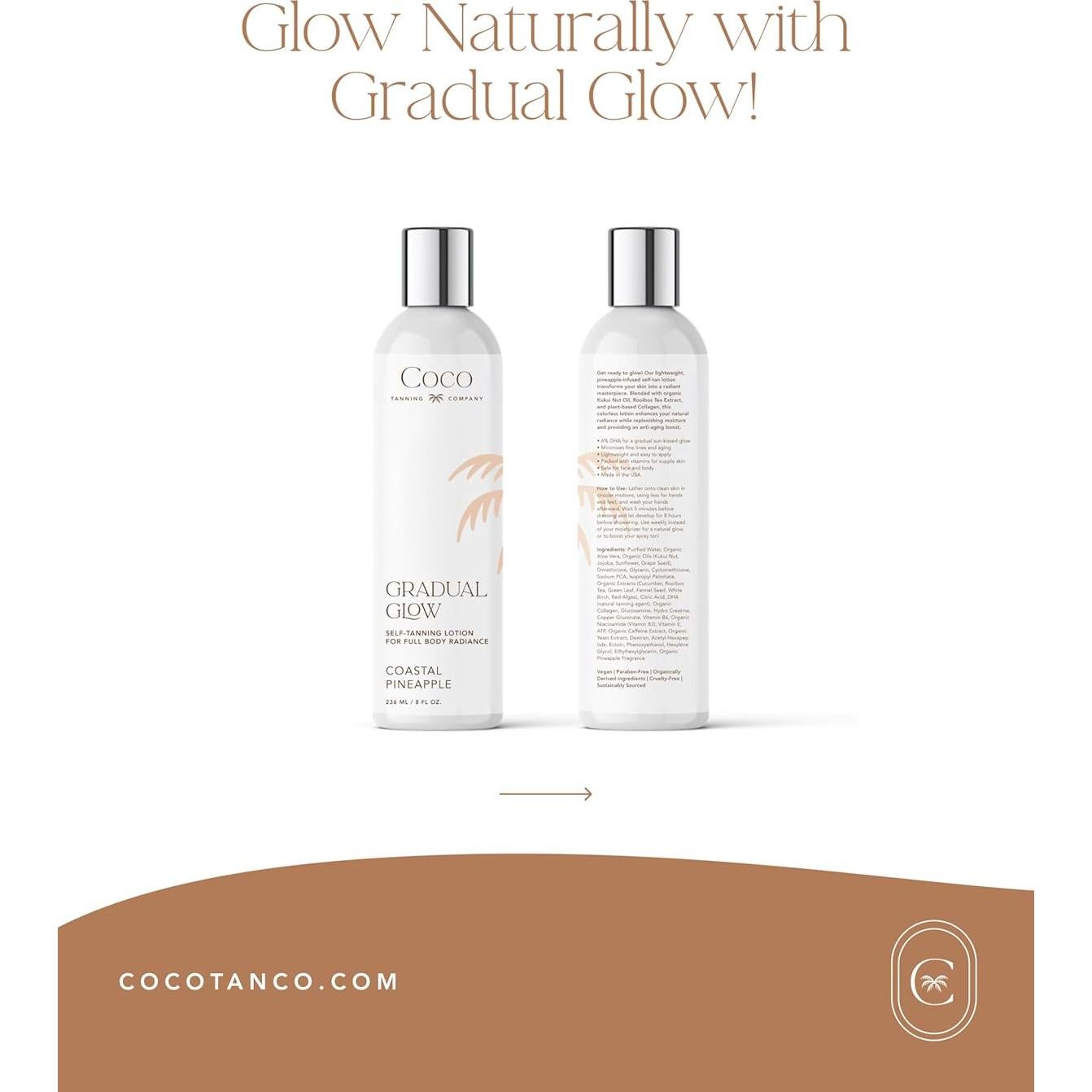 Loción Autobronceadora Gradual Coco Tanning 249g - Brillo Natural