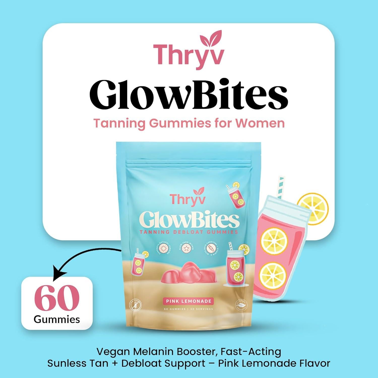 Gominolas Bronceadoras UVBites 60 Unidades Sabor Limonada Rosa