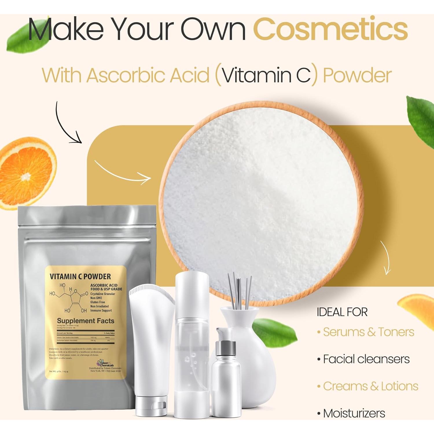 Polvo de Vitamina C Orgánica Talsen 113 g - Antioxidante DIY