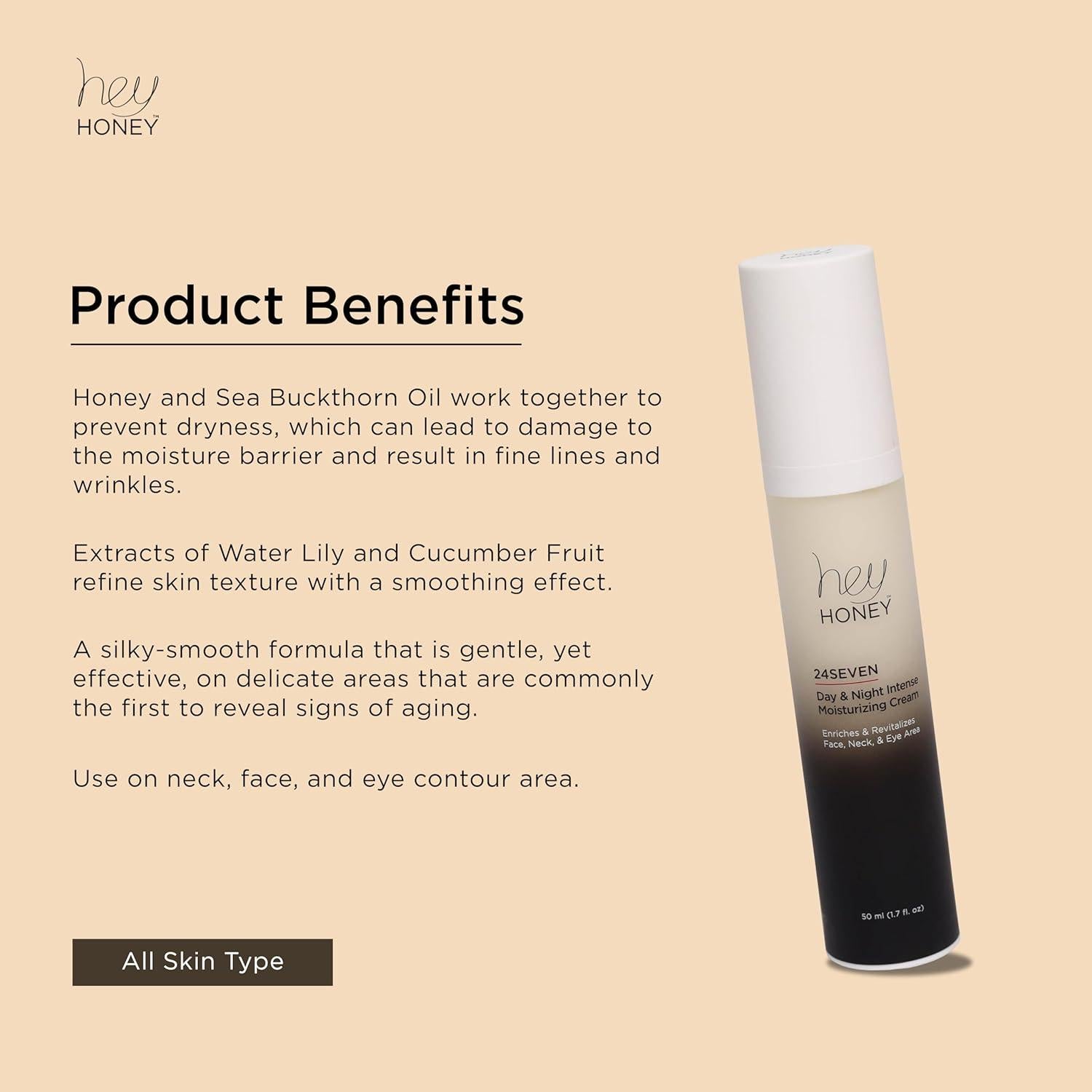 Crema Hidratante 24Seven Hey Honey Anti-Envejecimiento 48g