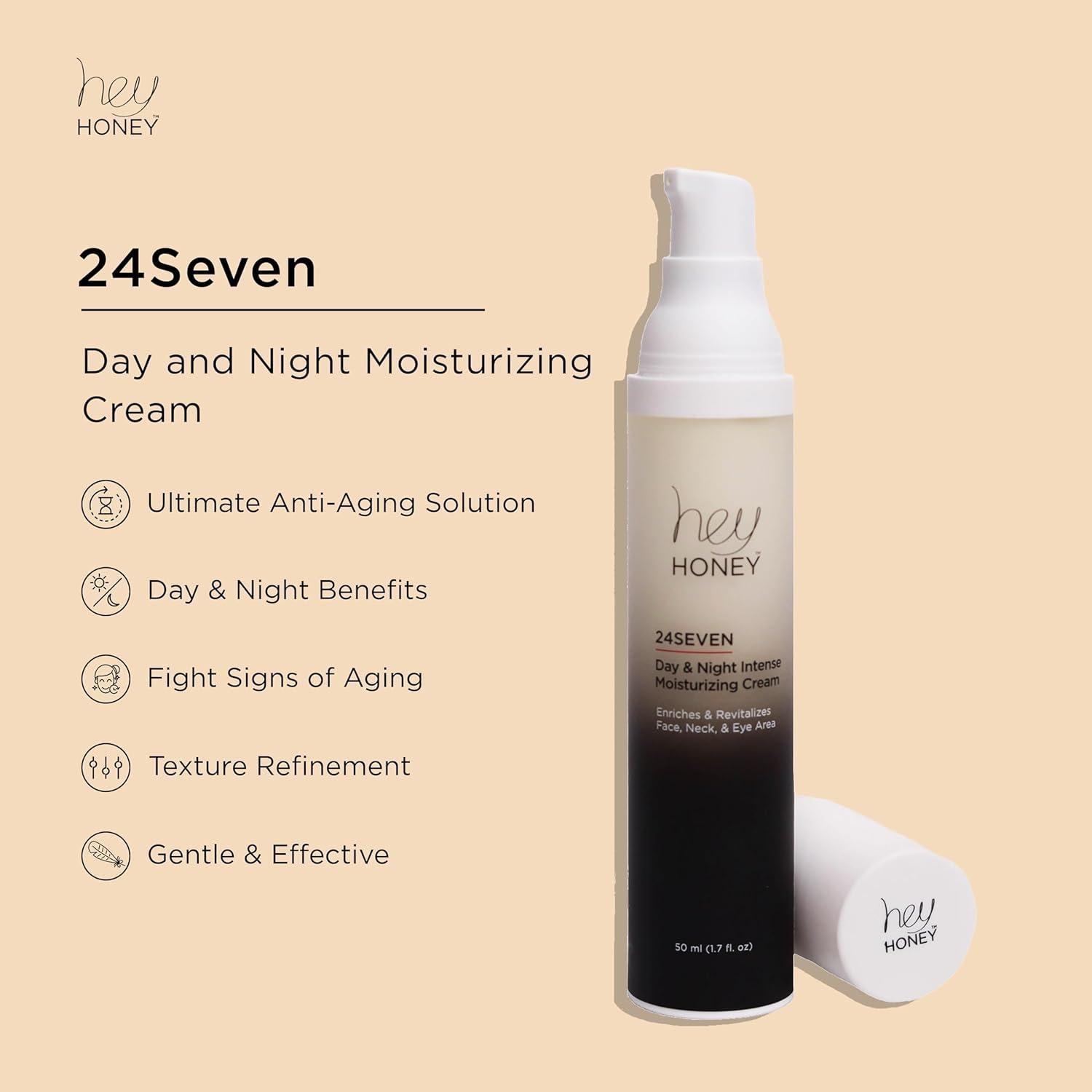 Crema Hidratante 24Seven Hey Honey Anti-Envejecimiento 48g