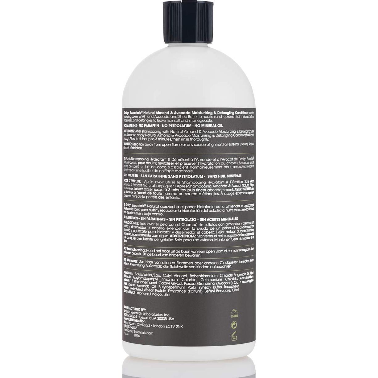 Acondicionador Hidratante Design Essentials 0.95L Almendra Aguacate