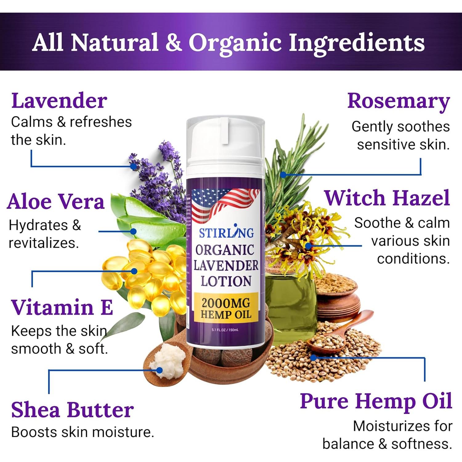 Loción Corporal Nutritiva Stirling 177ml - Lavanda Orgánica con Aceite de Cáñamo