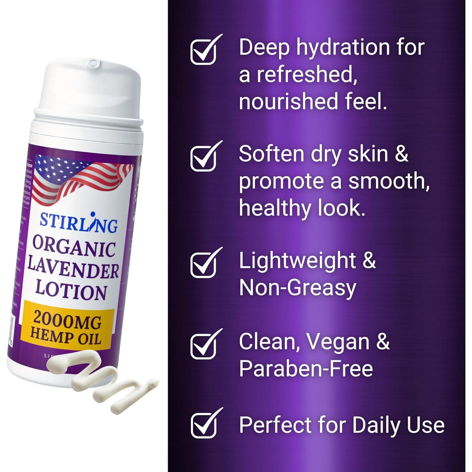 Loción Corporal Nutritiva Stirling 177ml - Lavanda Orgánica con Aceite de Cáñamo