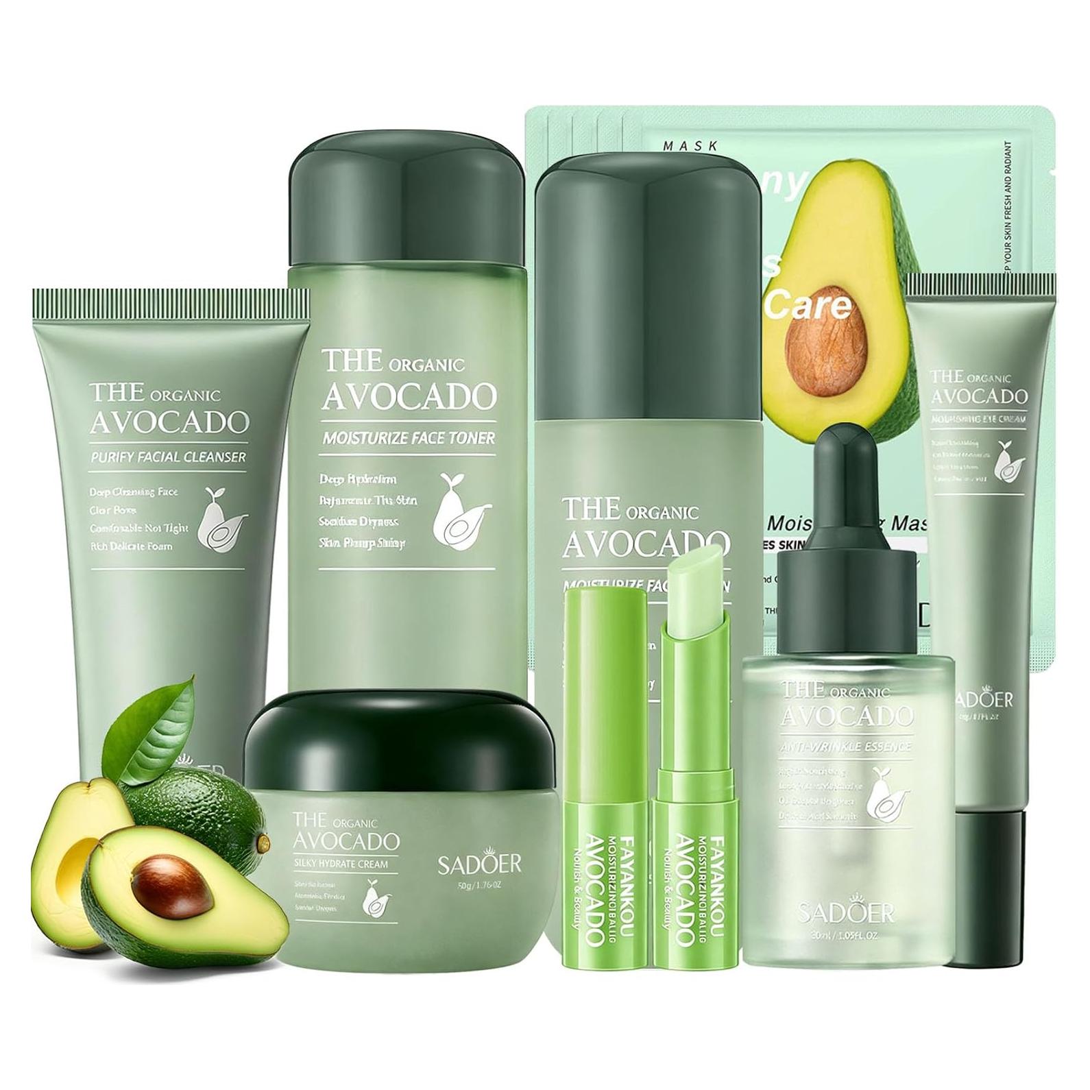 Kit de Cuidado de Piel Aguacate Charm Kiss 12 Piezas Hidratante