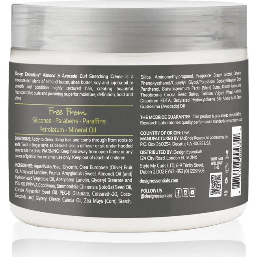 Crema Estiradora de Rizos Design Essentials 473ml Almendra Aguacate