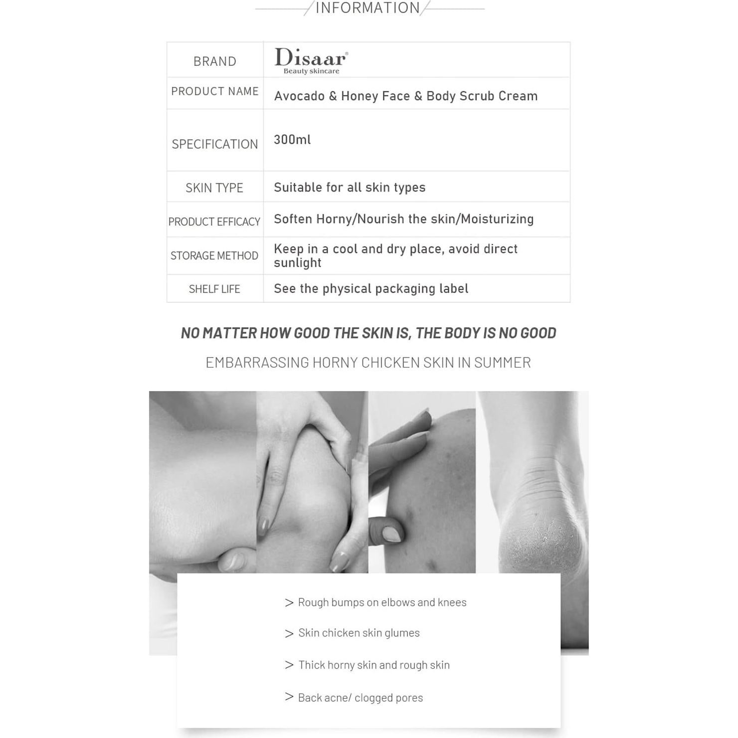 Crema Exfoliante Disaaar Beauty 300ml Miel de Aguacate Hidratante