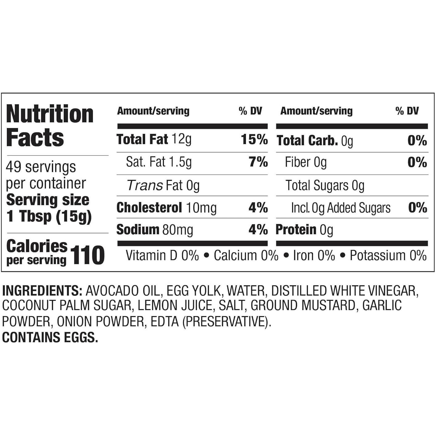 Mayonesa de Aguacate BetterBody Foods 793.79 g Sin OGM