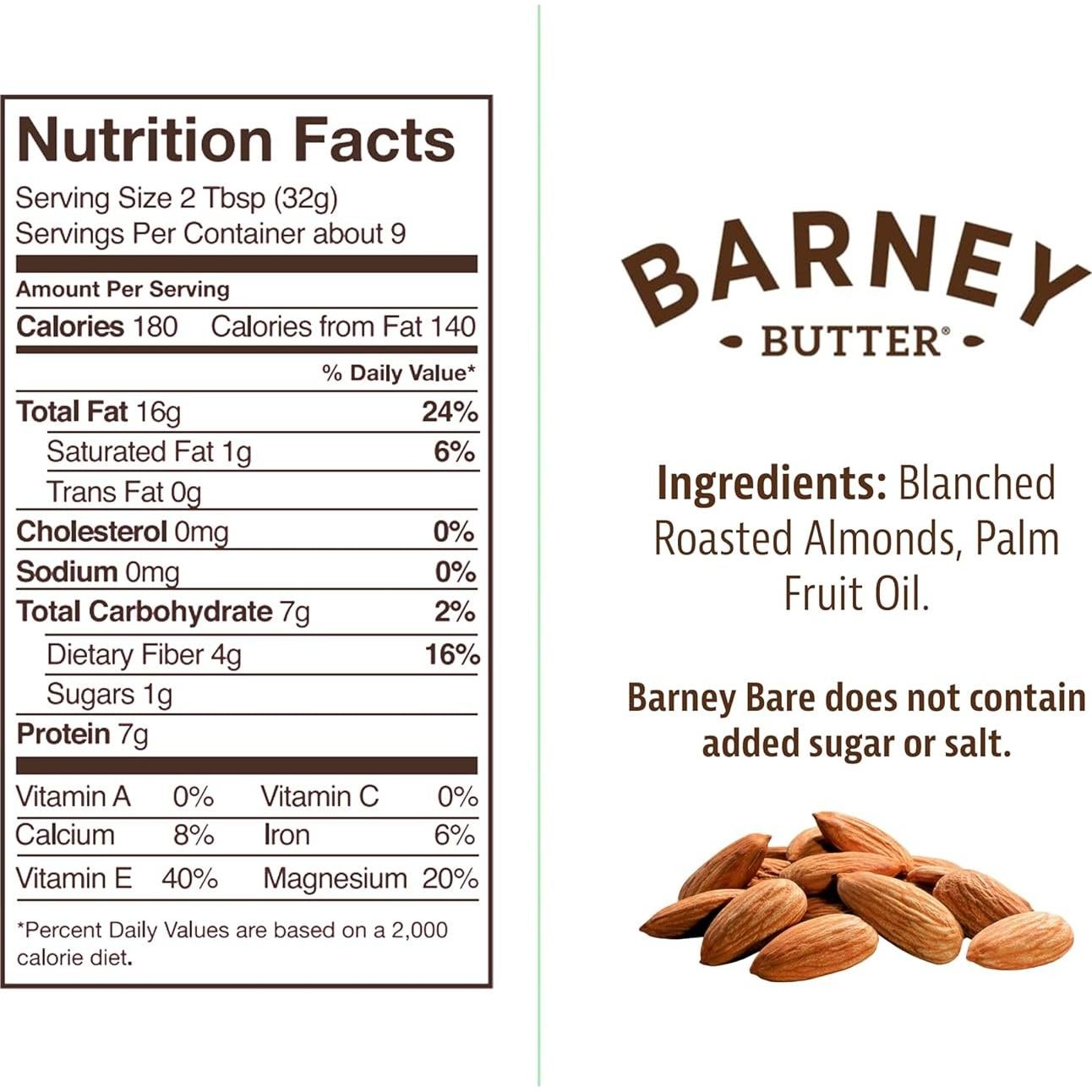 Mantequilla de Almendra Barney Butter 283g Suave Natural Sin Azúcar