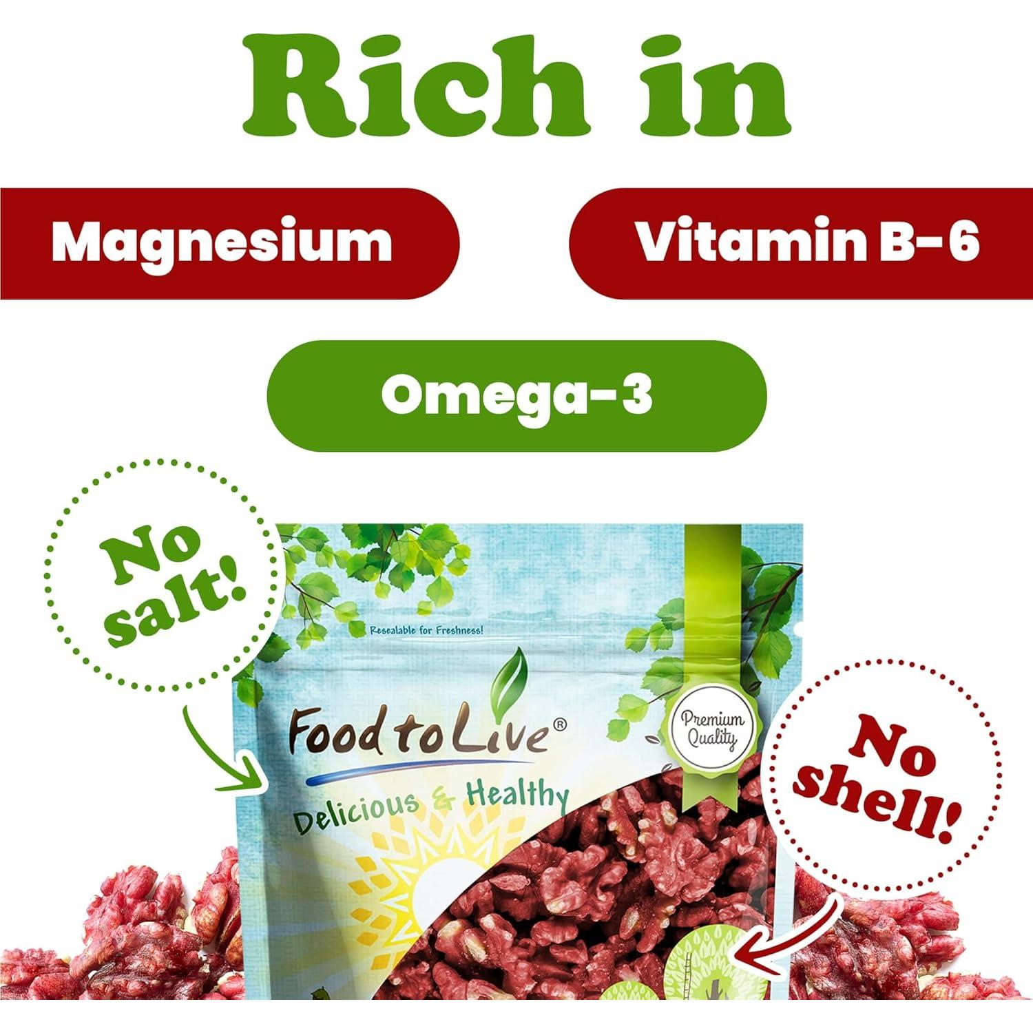 Nueces Rojas Crudas Food to Live 226g Sin Cáscara Kosher