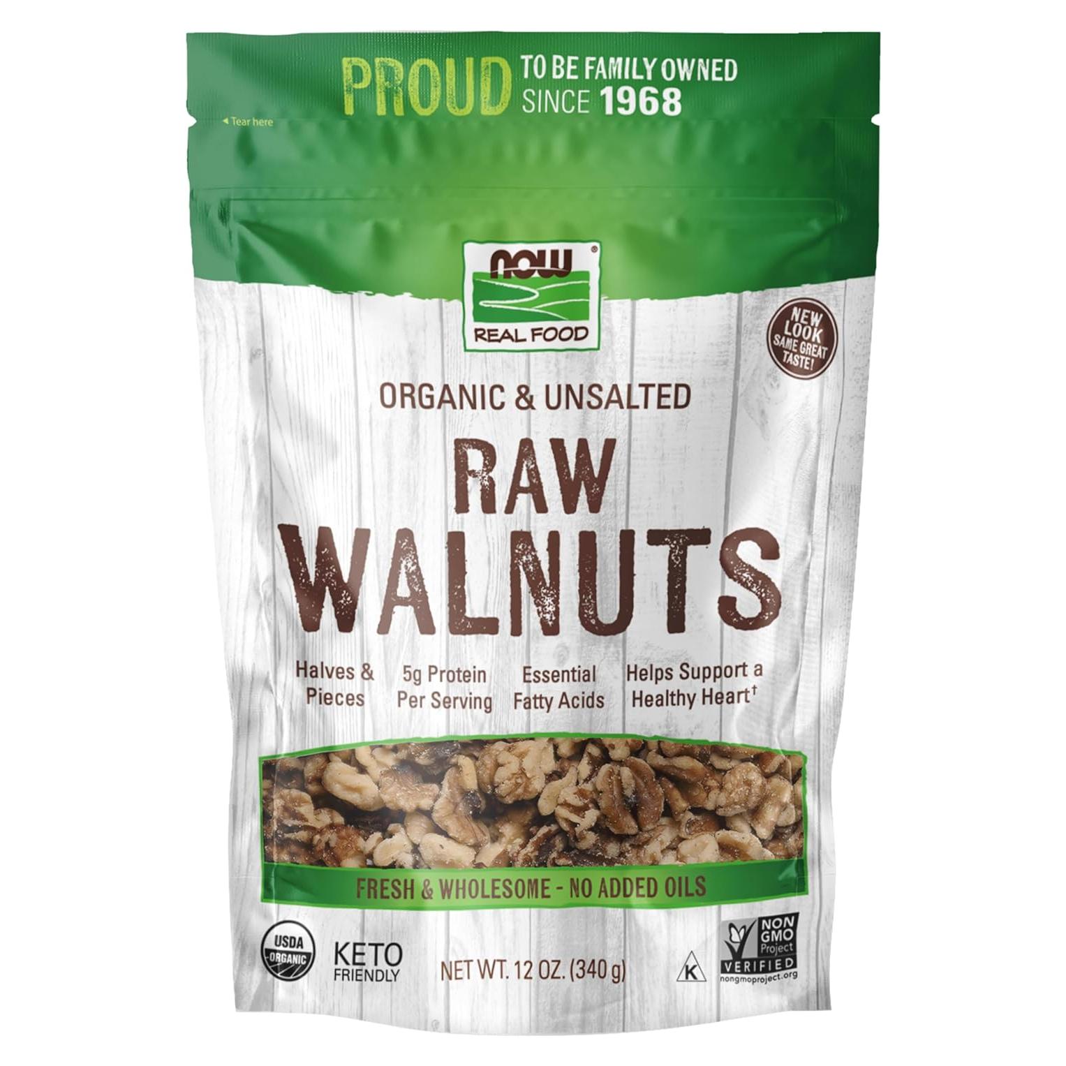 Nueces Orgánicas Crudas NOW Foods 340g Sin Sal Proteínas