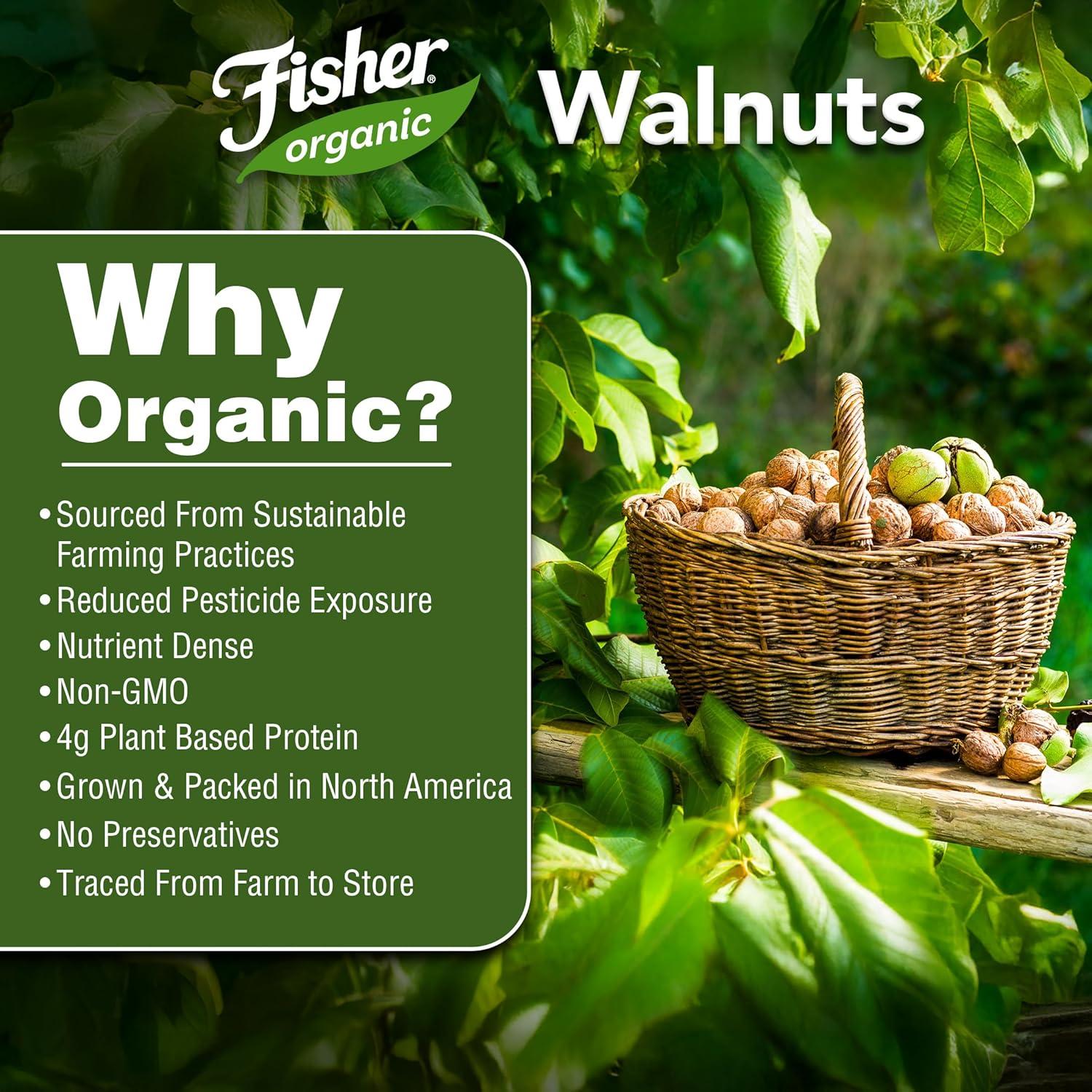 Nueces Orgánicas Sin Sal Fisher 453.6 g - Mitades y Piezas