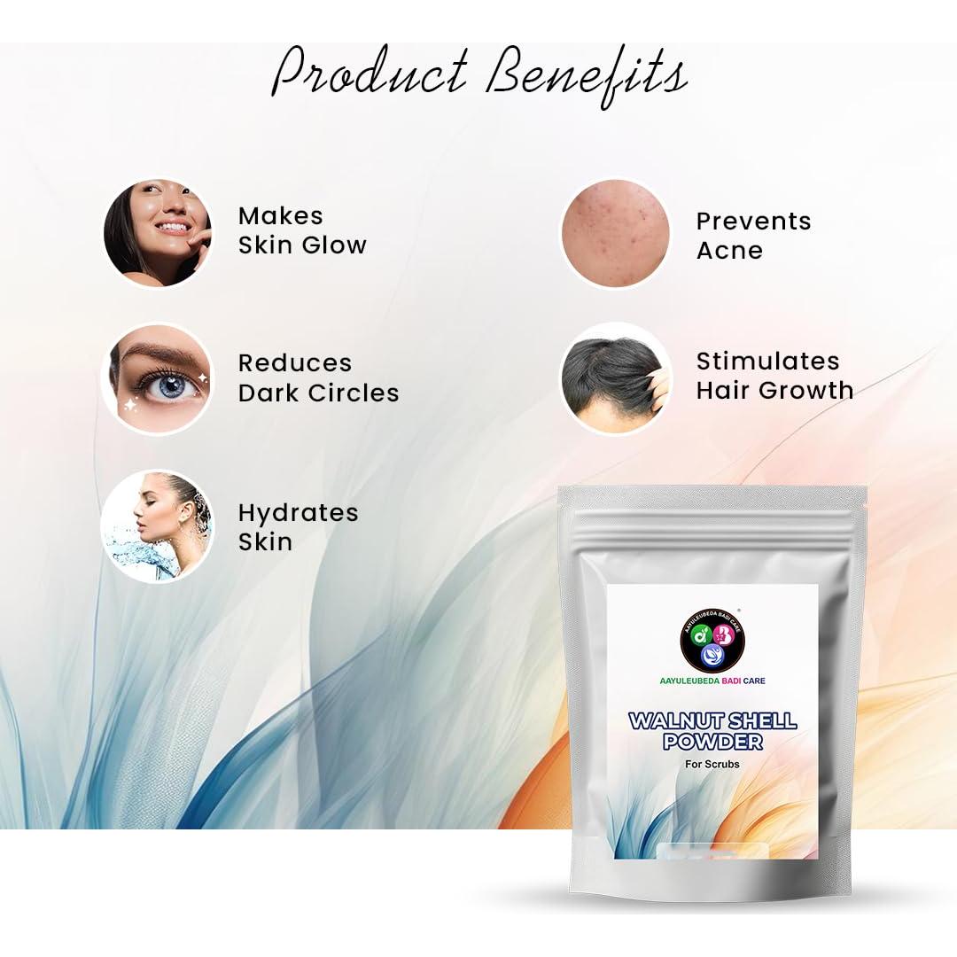 Polvo de Cáscara de Nuez Krivi Herbals 227g Exfoliante Natural