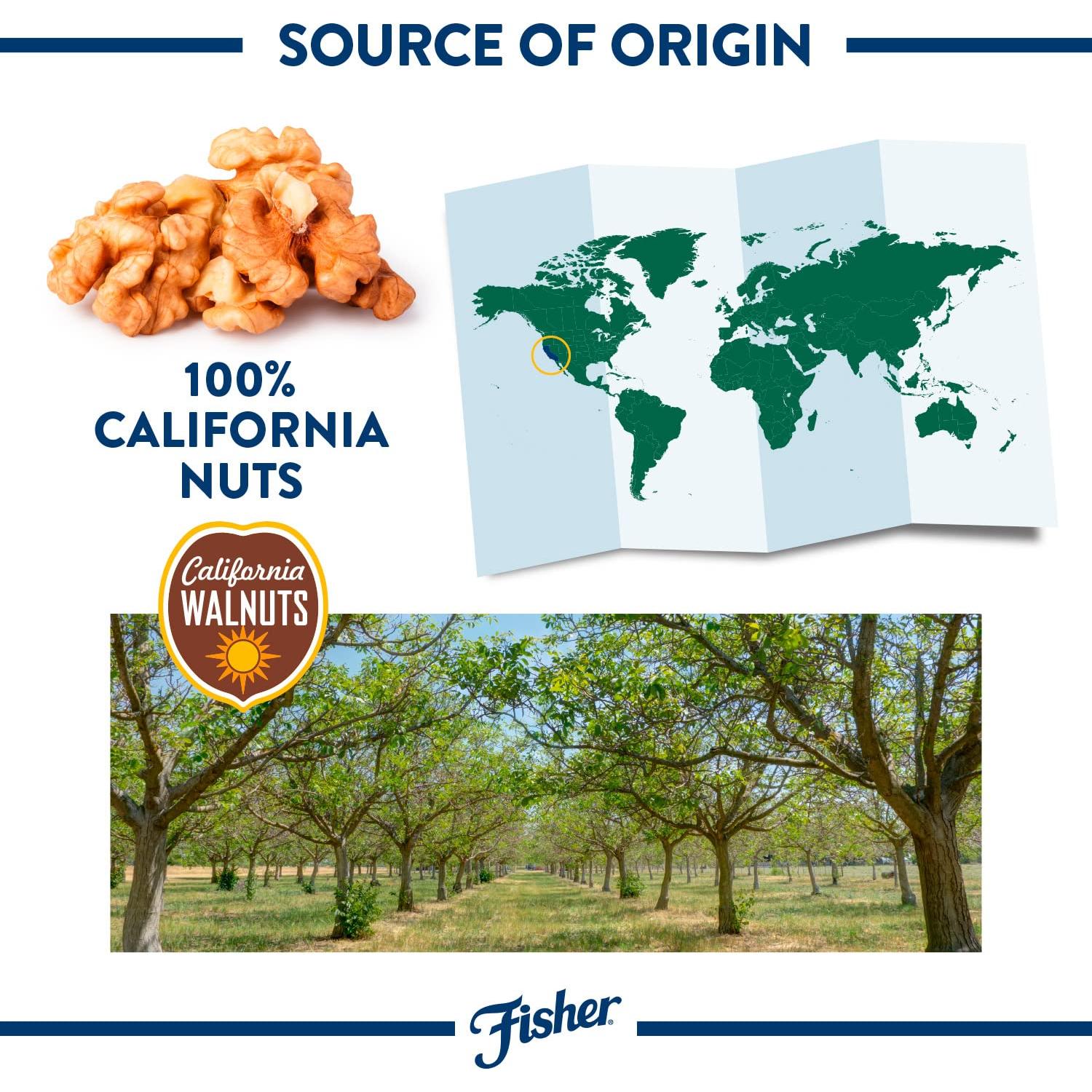 Nueces Fisher Mitades y Piezas 453g Sin Sal - Snack Saludable