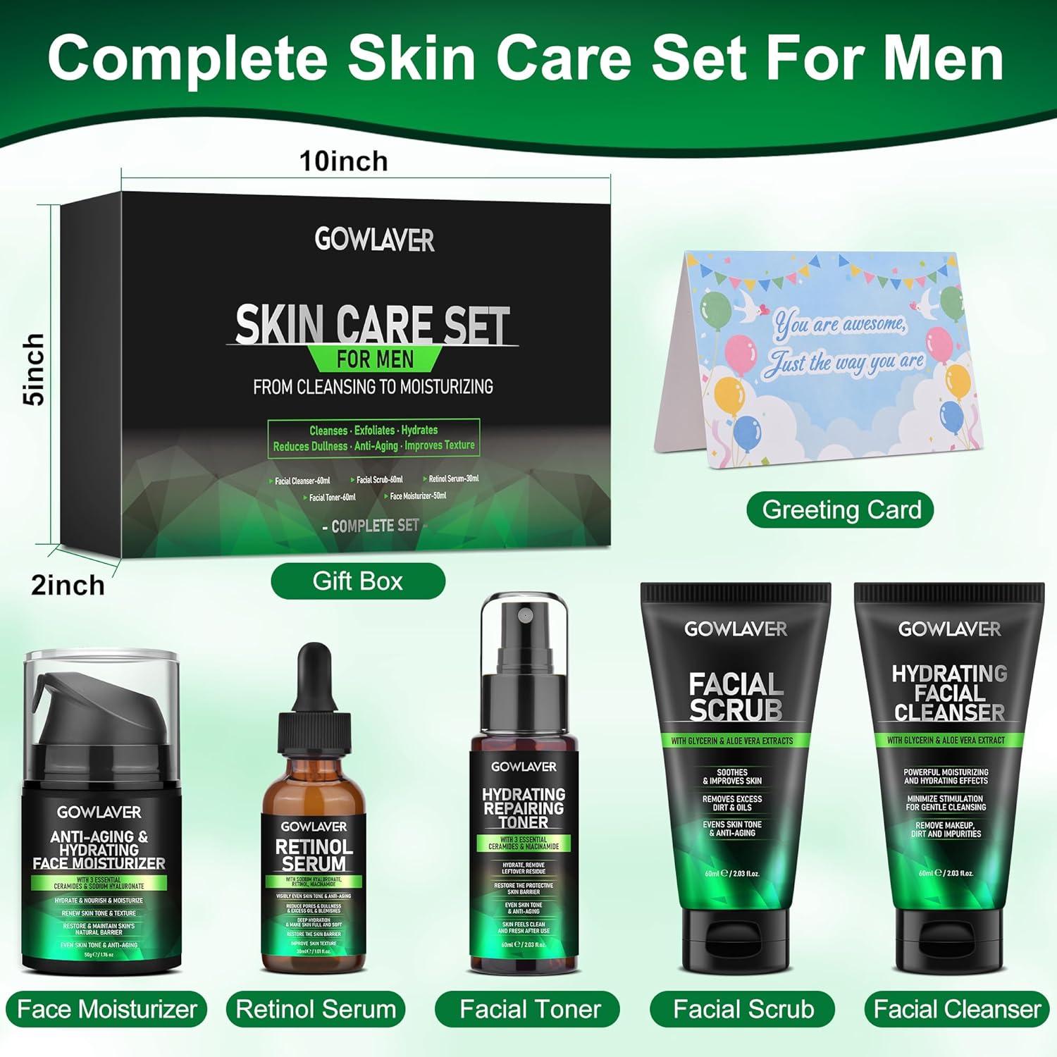 Set de Cuidado Facial para Hombres GOWLAVER - Hidratante y Antienvejecimiento