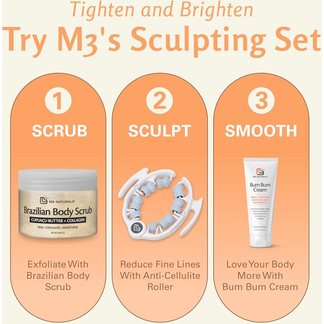 Exfoliante Corporal Brasileño M3 Naturals 453 g Hidratante