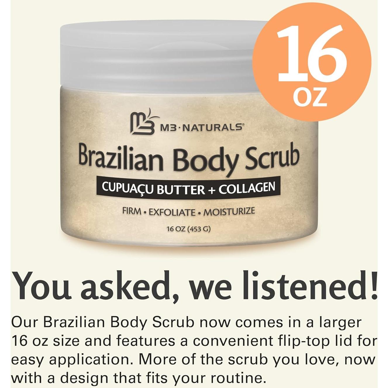 Exfoliante Corporal Brasileño M3 Naturals 453 g Hidratante