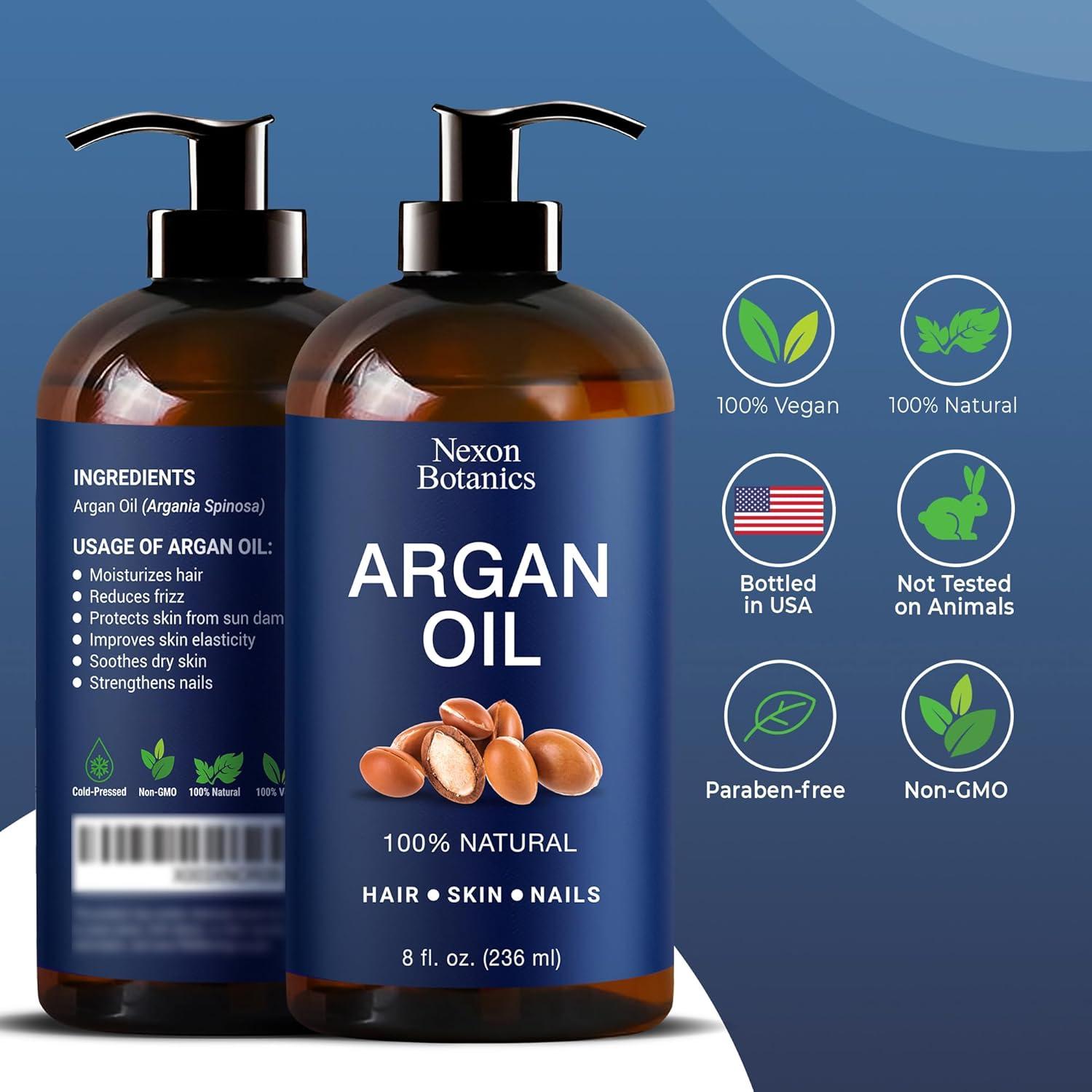 Aceite de Argan Nexon Botanics 236.6 ml - Hidratante Piel y Cabello