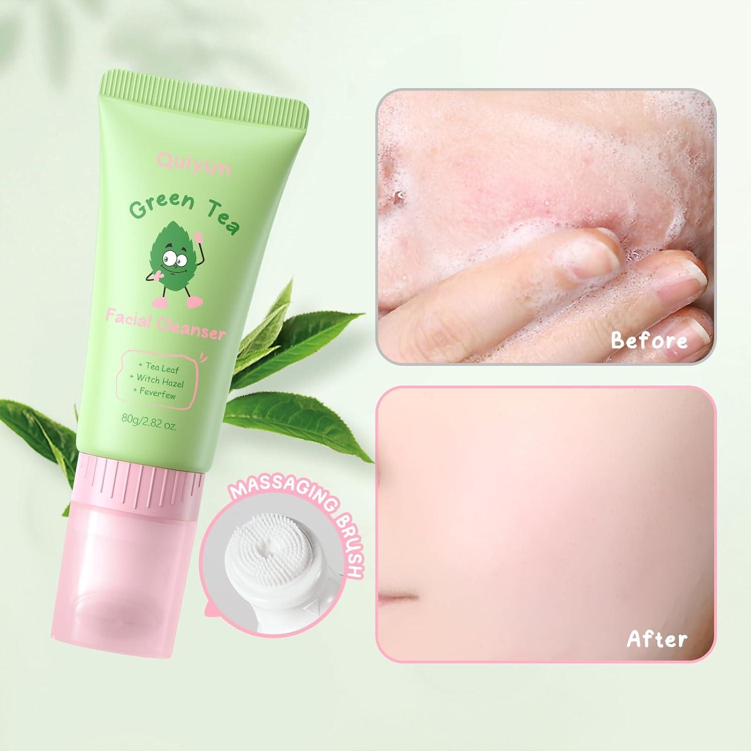 Set de Cuidado Facial Coreano QUIYUM con Té Verde - 7 Piezas