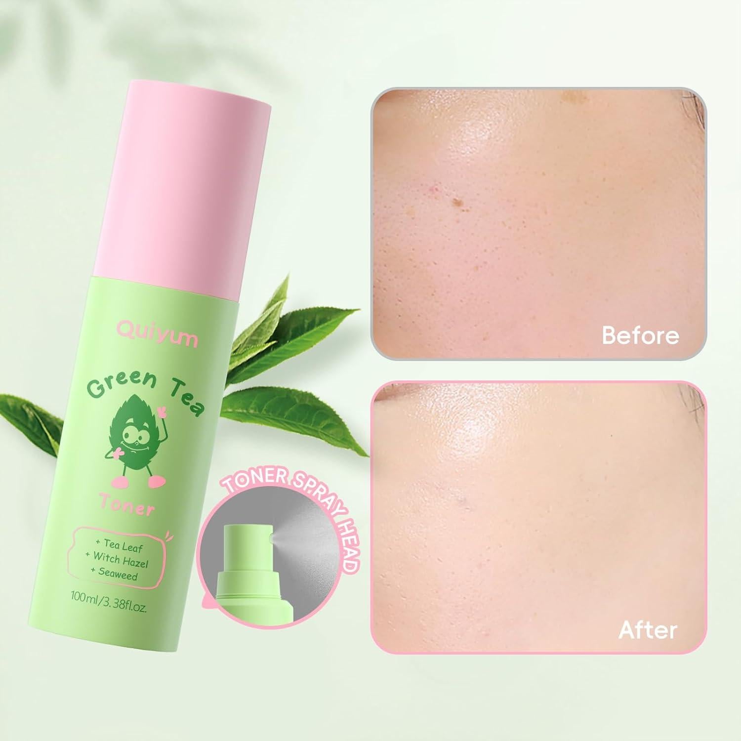 Set de Cuidado Facial Coreano QUIYUM con Té Verde - 7 Piezas
