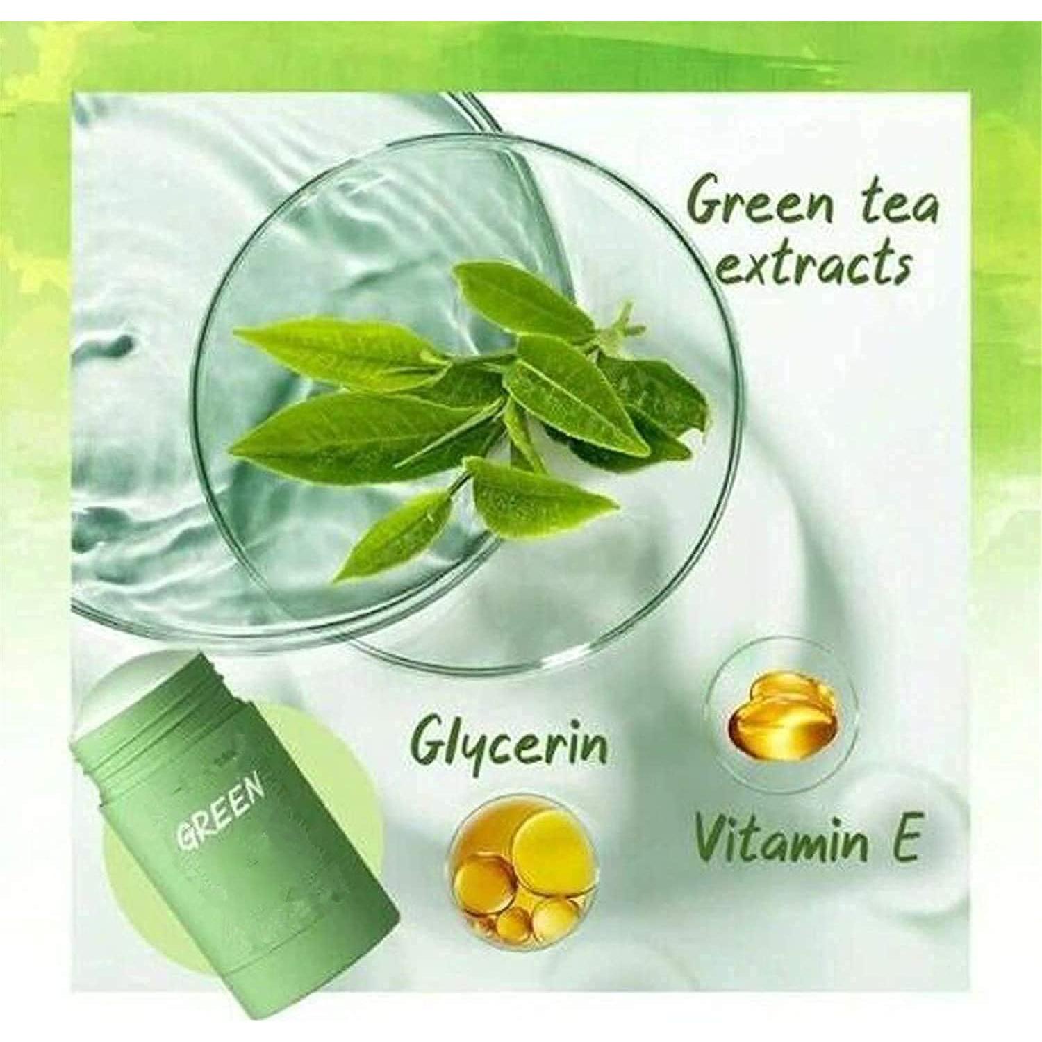 Mascarilla Facial de Té Verde Bupposes 3PC Hidratante y Limpiadora