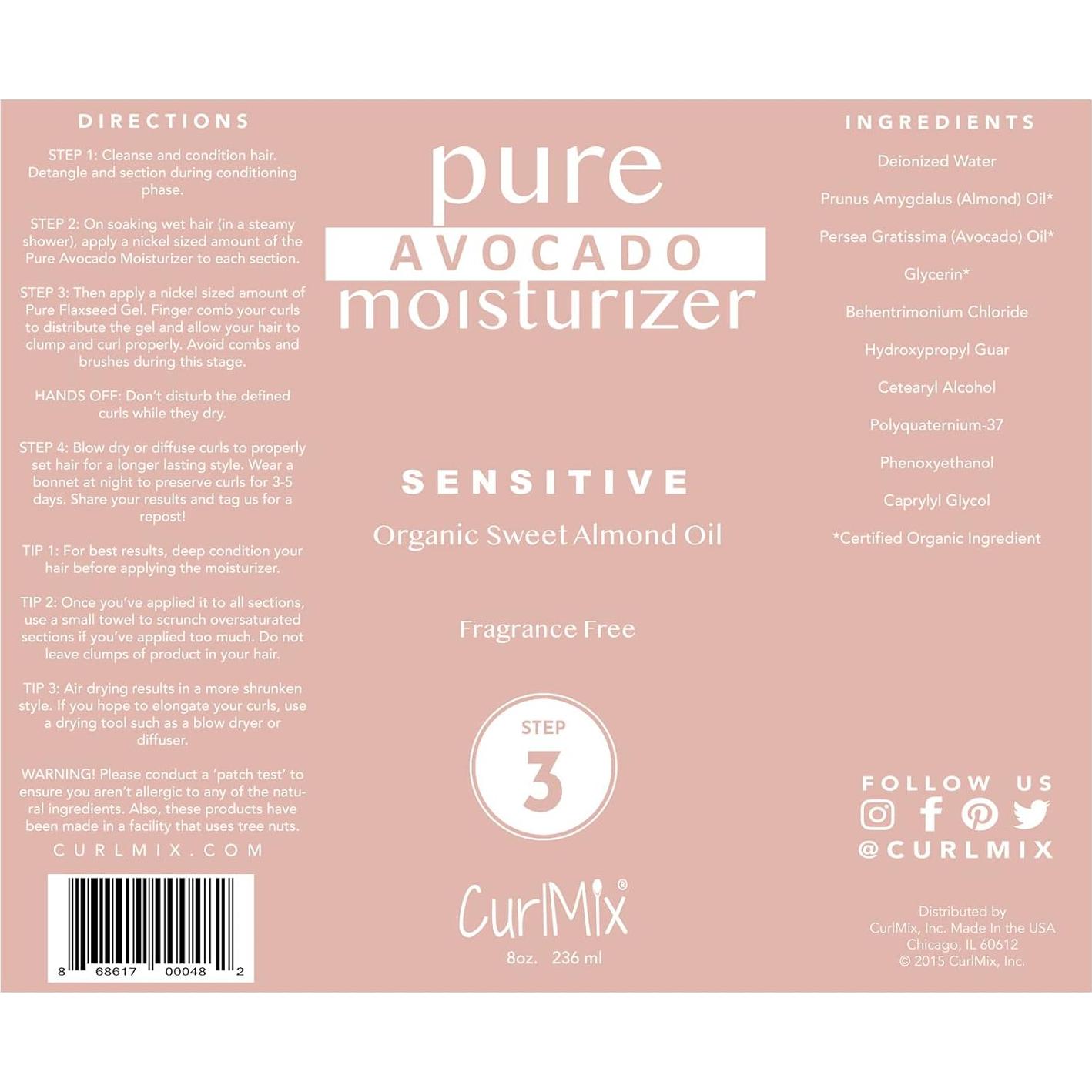 Hidratante Orgánico CurlMix Aguacate 236 ml - Sin Fragancia