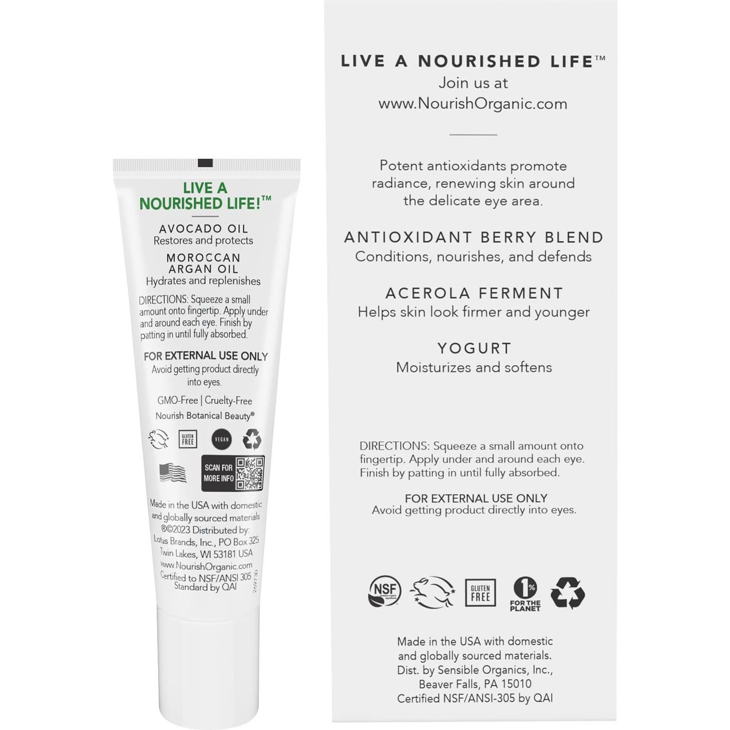 Crema Hidratante para Ojos Nourish Organic 14.79 ml - Vitamina C