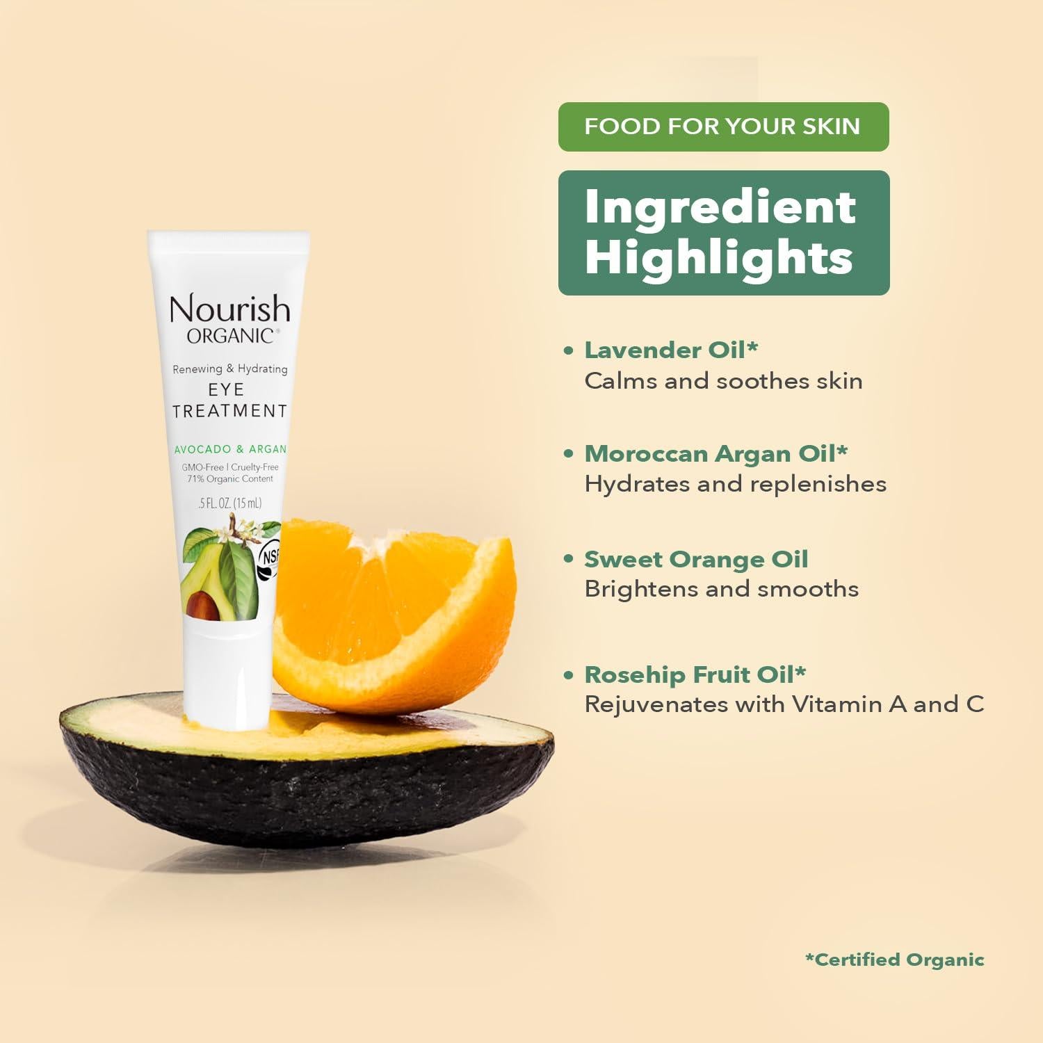 Crema Hidratante para Ojos Nourish Organic 14.79 ml - Vitamina C