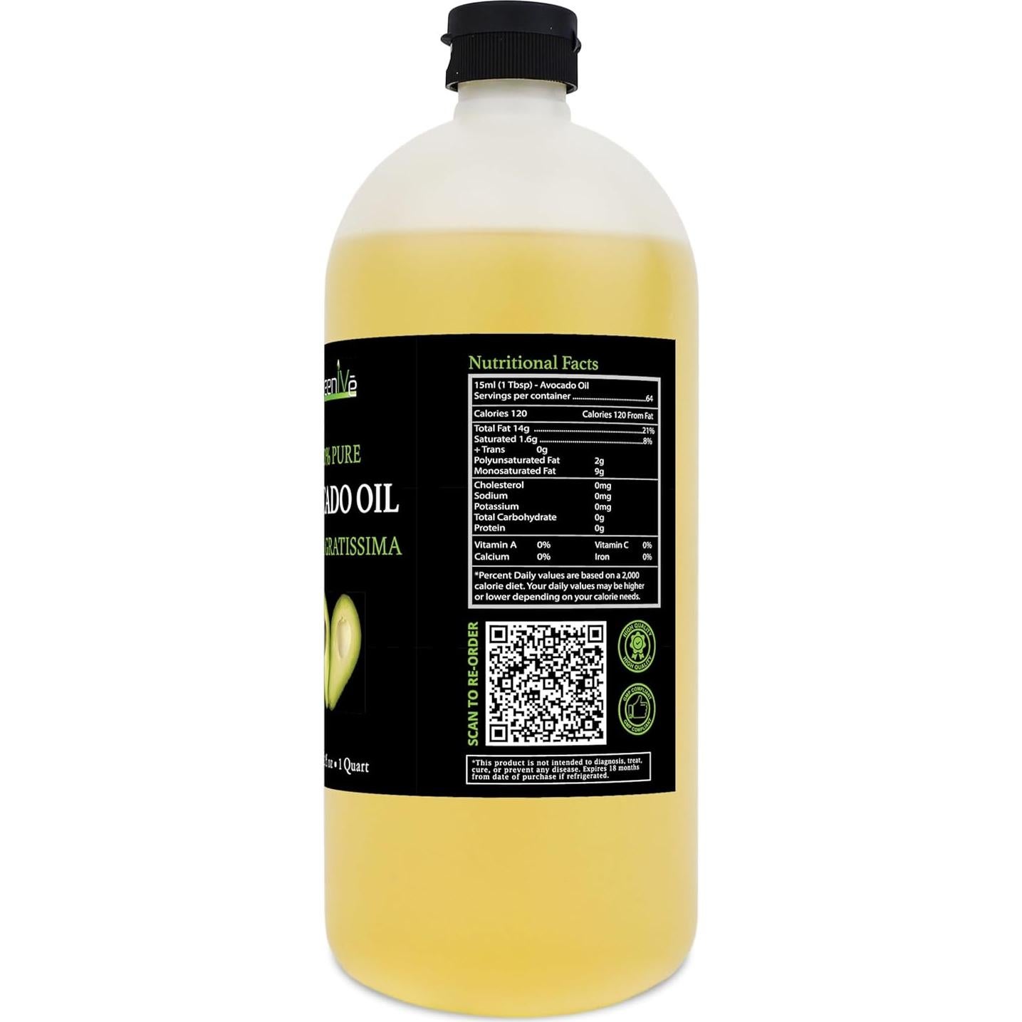 Aceite de Aguacate GreenIVe 100% Puro 0.95L Prensado en Frío