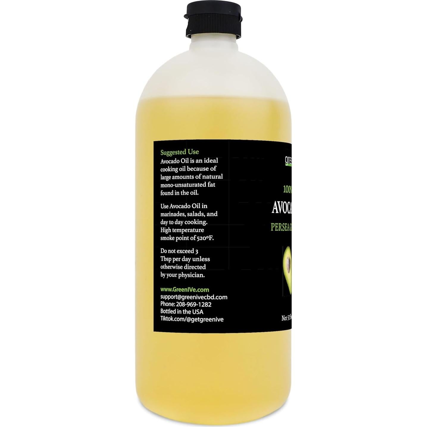 Aceite de Aguacate GreenIVe 100% Puro 0.95L Prensado en Frío