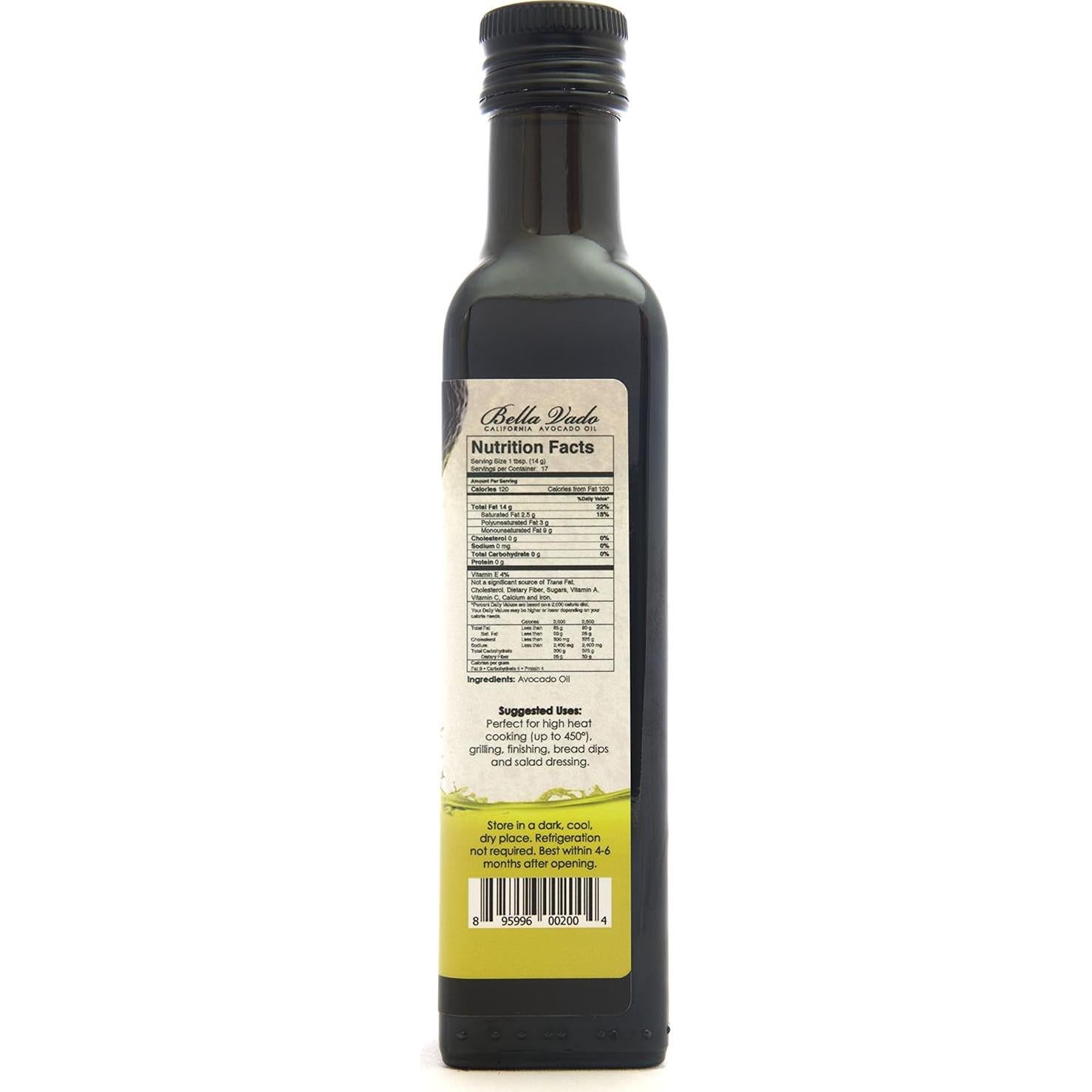 Aceite de Aguacate Prensado en Frío Bella Vado 250ml