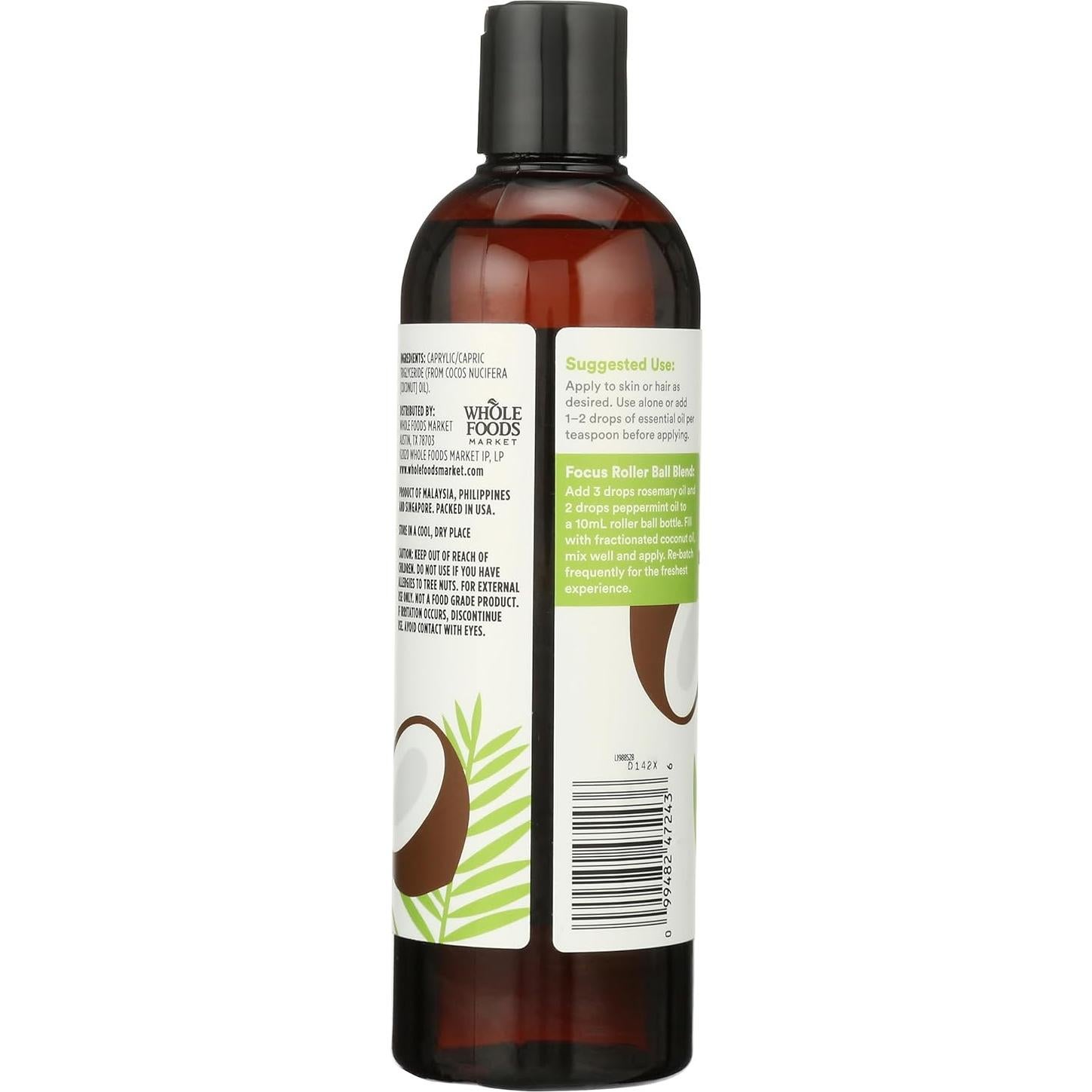 Aceite de Coco Fraccionado 365 Whole Foods 473 ml Hidratante