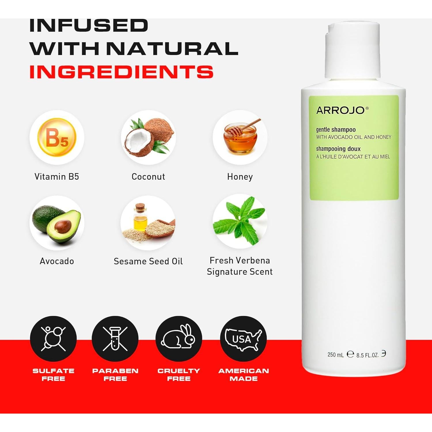 Champú Suave Arrojo 250 ml - Sin Sulfatos con Vitamina B5