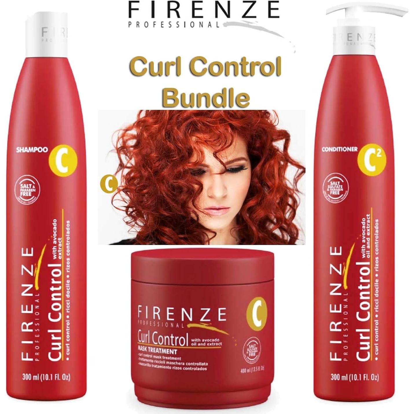 Conjunto Control de Rizos Firenze Professional - Champú 300ml, Acondicionador 300ml, Mascarilla 400ml