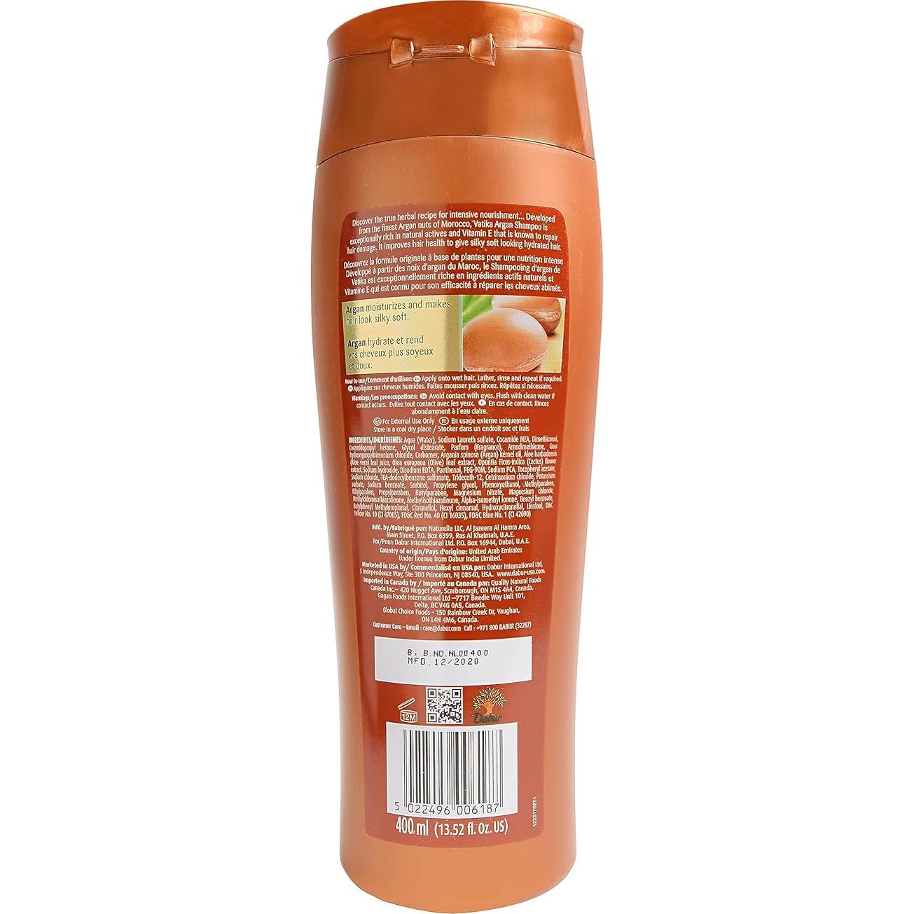 Champú Dabur Vatika Naturals 400ml - Hidratante Argán para Todo Cabello
