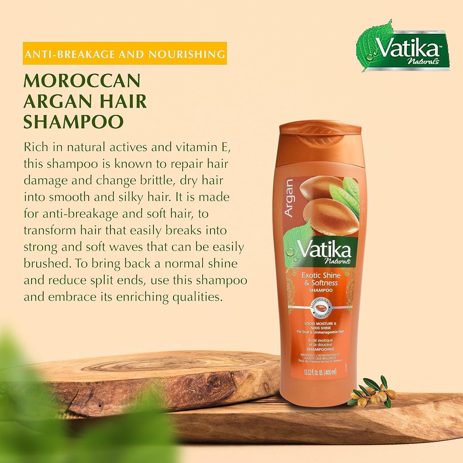 Champú Dabur Vatika Naturals 400ml - Hidratante Argán para Todo Cabello