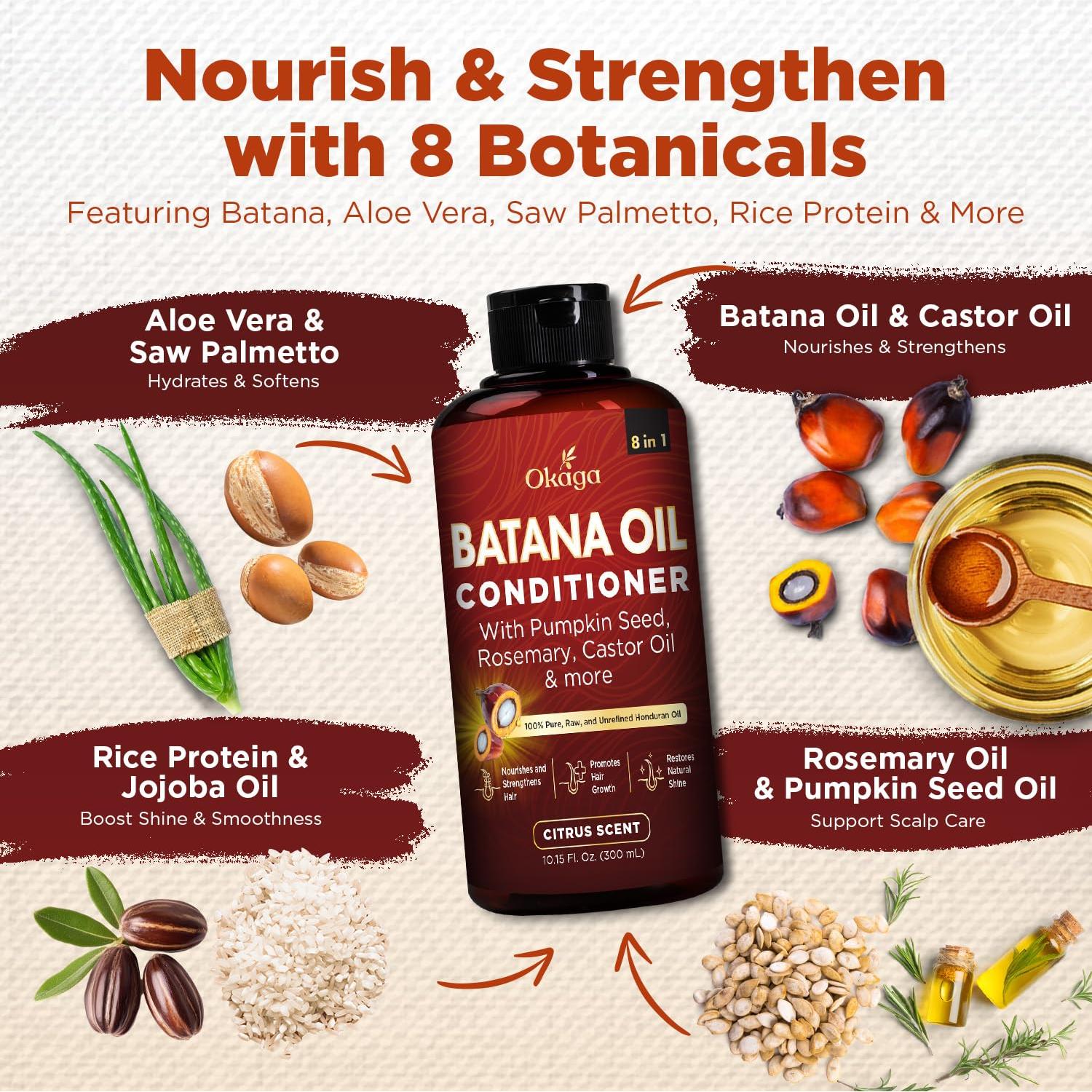 Acondicionador 8 en 1 Okaga 300 ml con Aceite de Batana y Aloe Vera