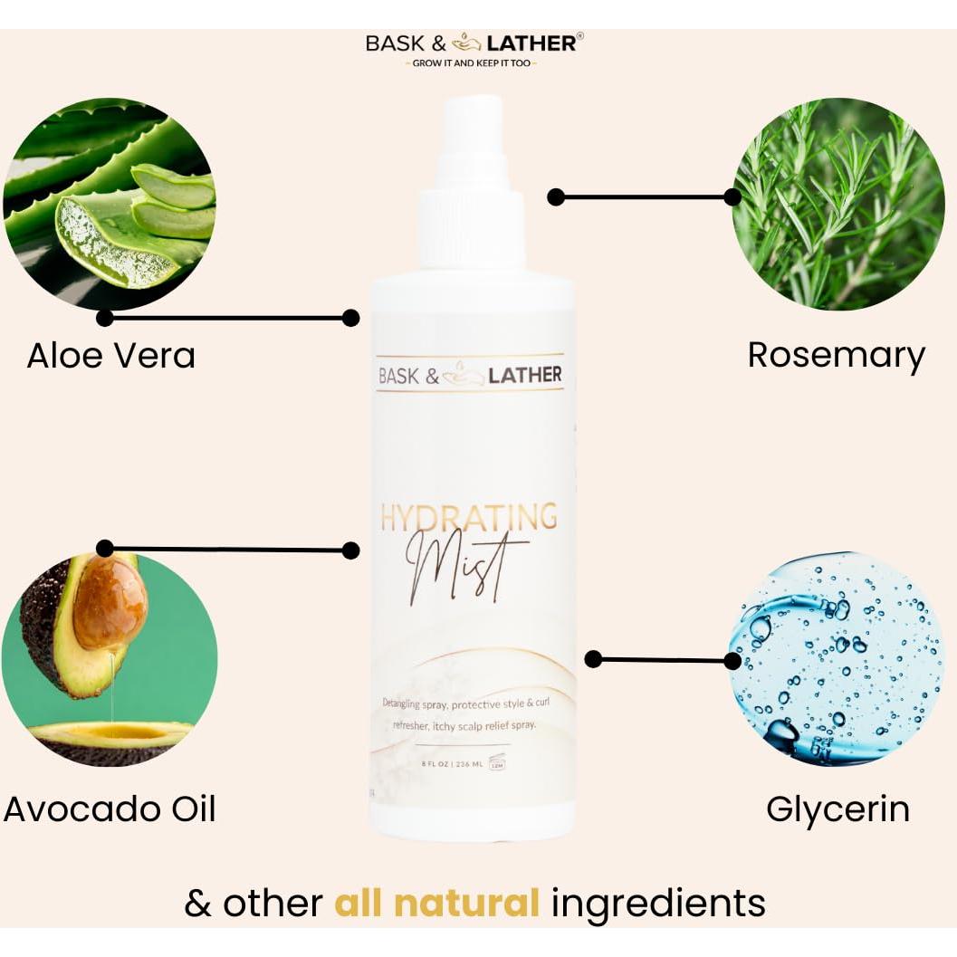 Mist Hidratante para Cabello Bask & Lather 227 ml - Acondicionador Sin Enjuague