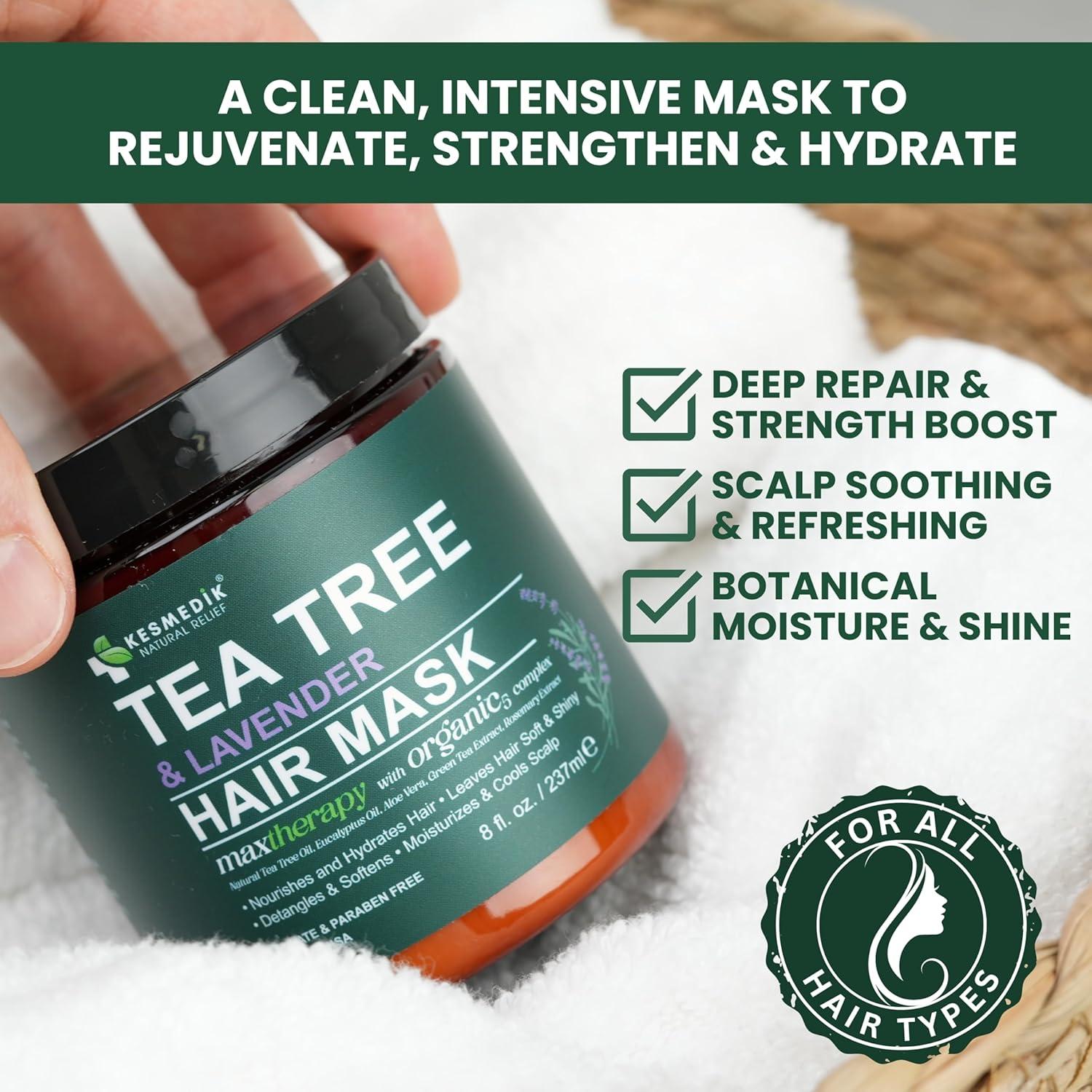 Mascarilla Hidratante de Árbol de Té Kesmedik 290g - Cabello Seco