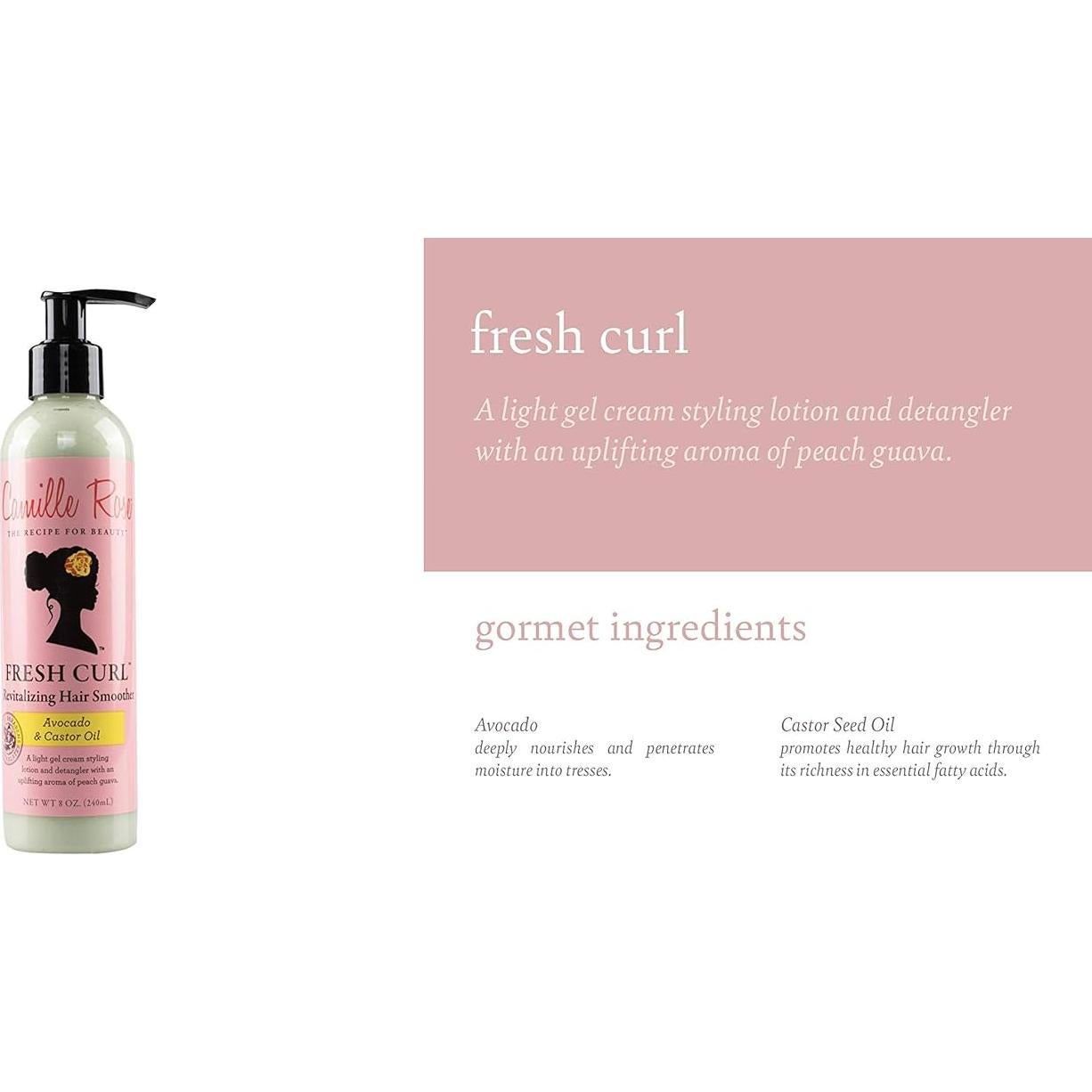 Suavizante Revitalizante Camille Rose Fresh Curl 240ml - Aceite de Aguacate y Ricino