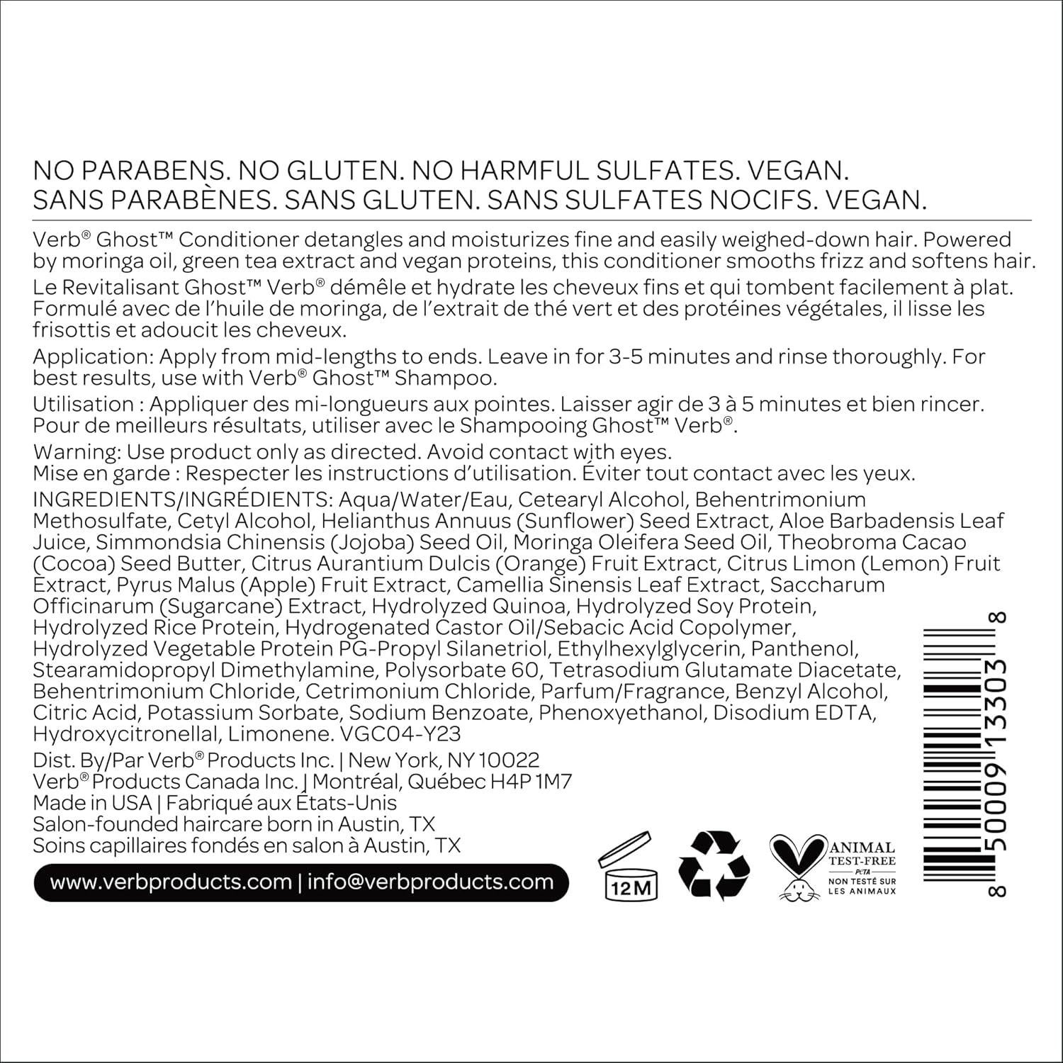 Acondicionador Ghost VERB 946ml - Hidrata Cabello Fino y Grueso