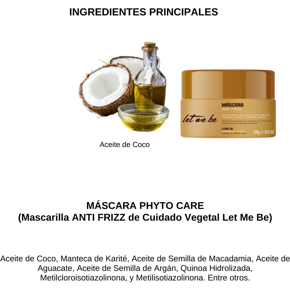 Mascarilla Anti-Frizz Let Me Be 250 g - Nutritiva con Aceites