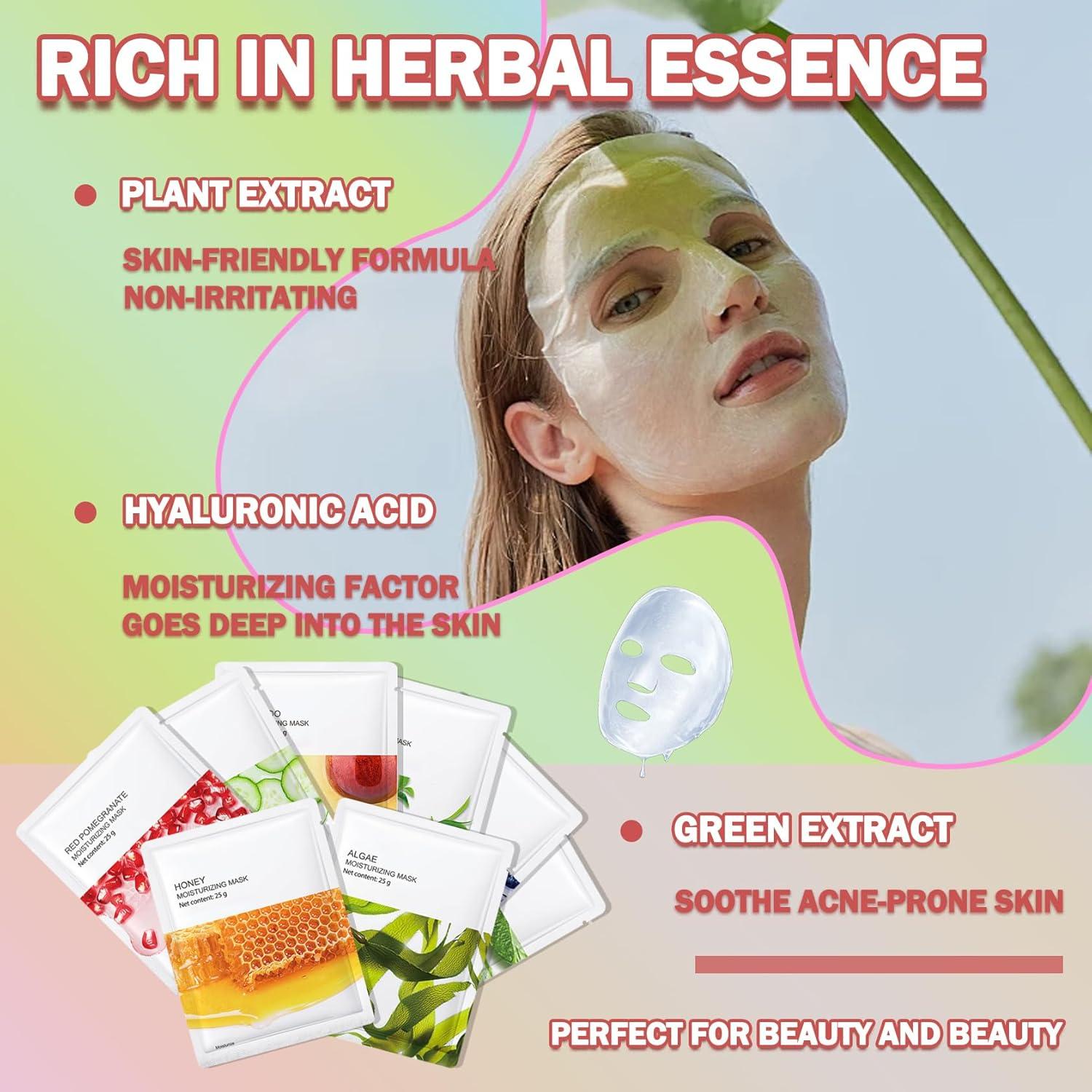 Set de 8 Mascarillas Faciales Hidratantes LJYBoBin - Todo Tipo de Piel