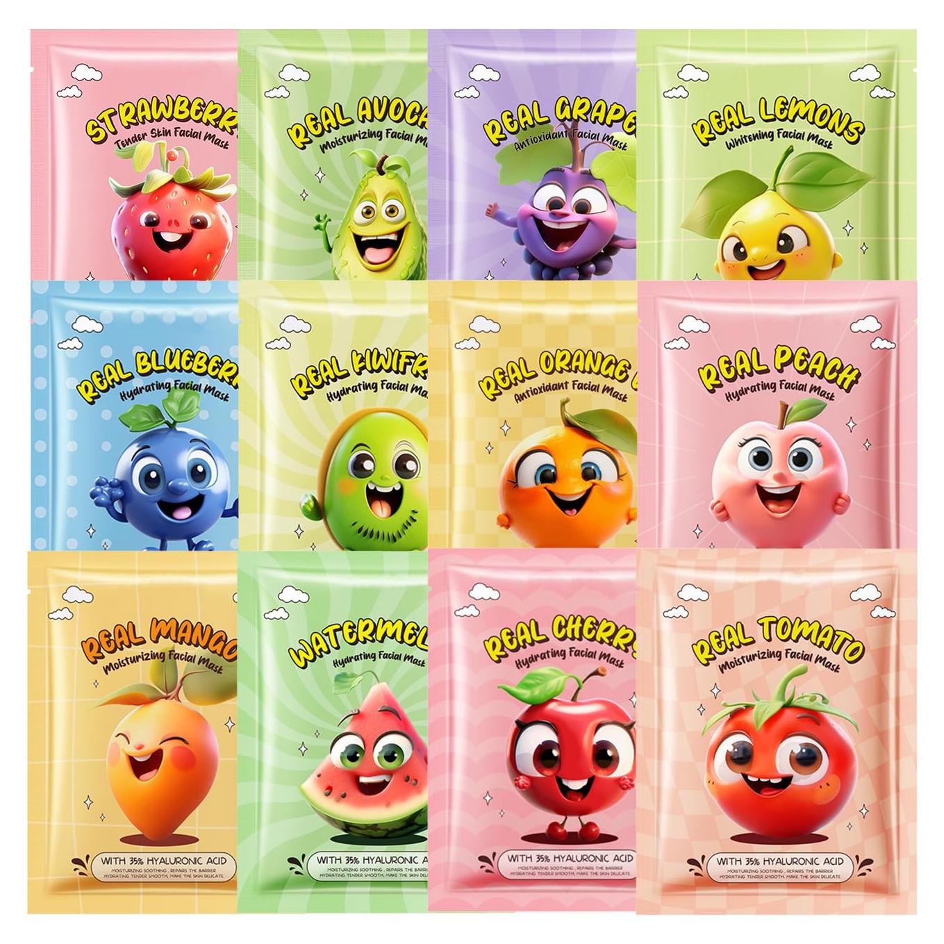 Set de 12 Máscaras Faciales ZARICS para Niños - Hidratación y Cuidado