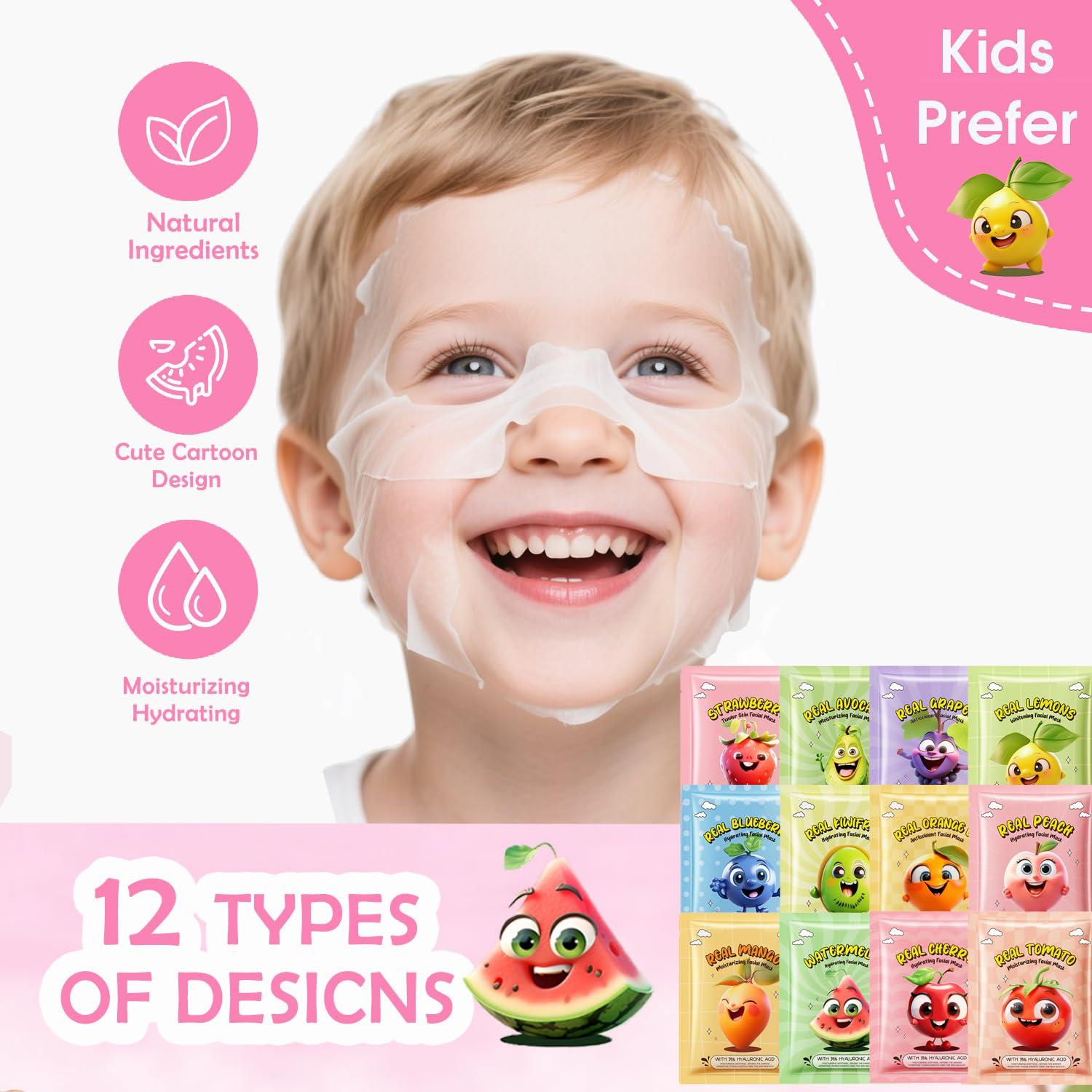 Set de 12 Máscaras Faciales ZARICS para Niños - Hidratación y Cuidado