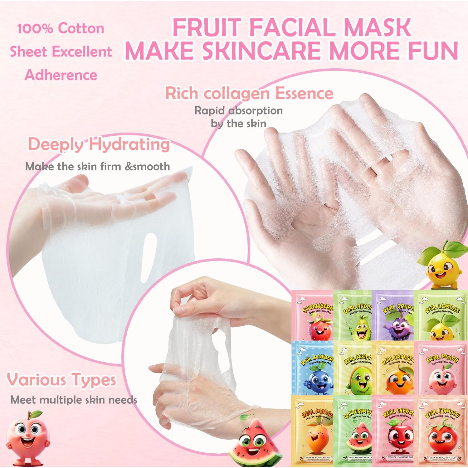 Set de 12 Máscaras Faciales ZARICS para Niños - Hidratación y Cuidado